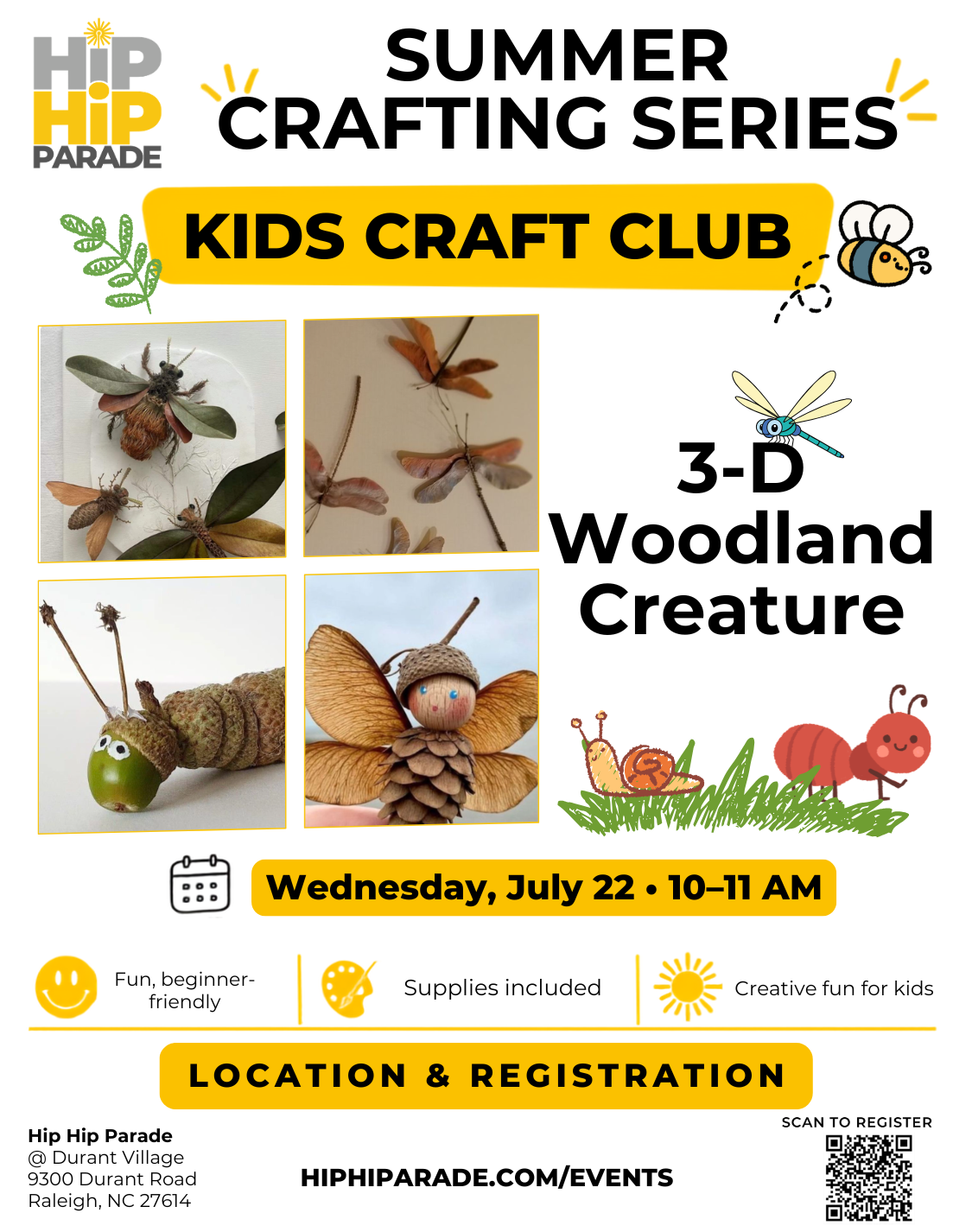 Kids Craft Club - July 22 - 3-D Woodland Creature