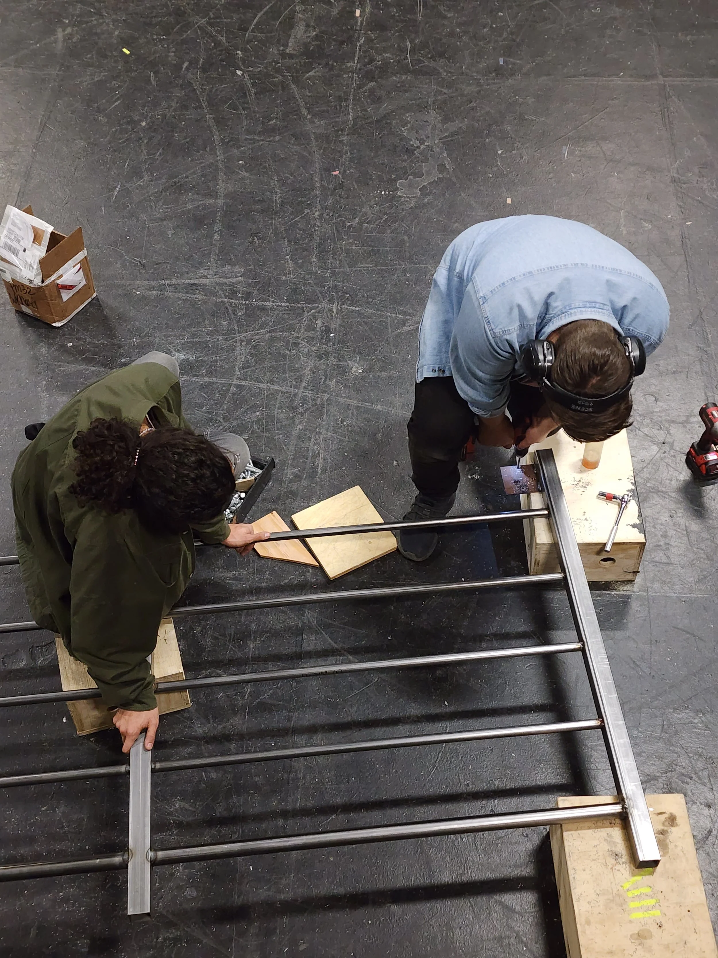 Fabrication of Guardrails - Drilling holes