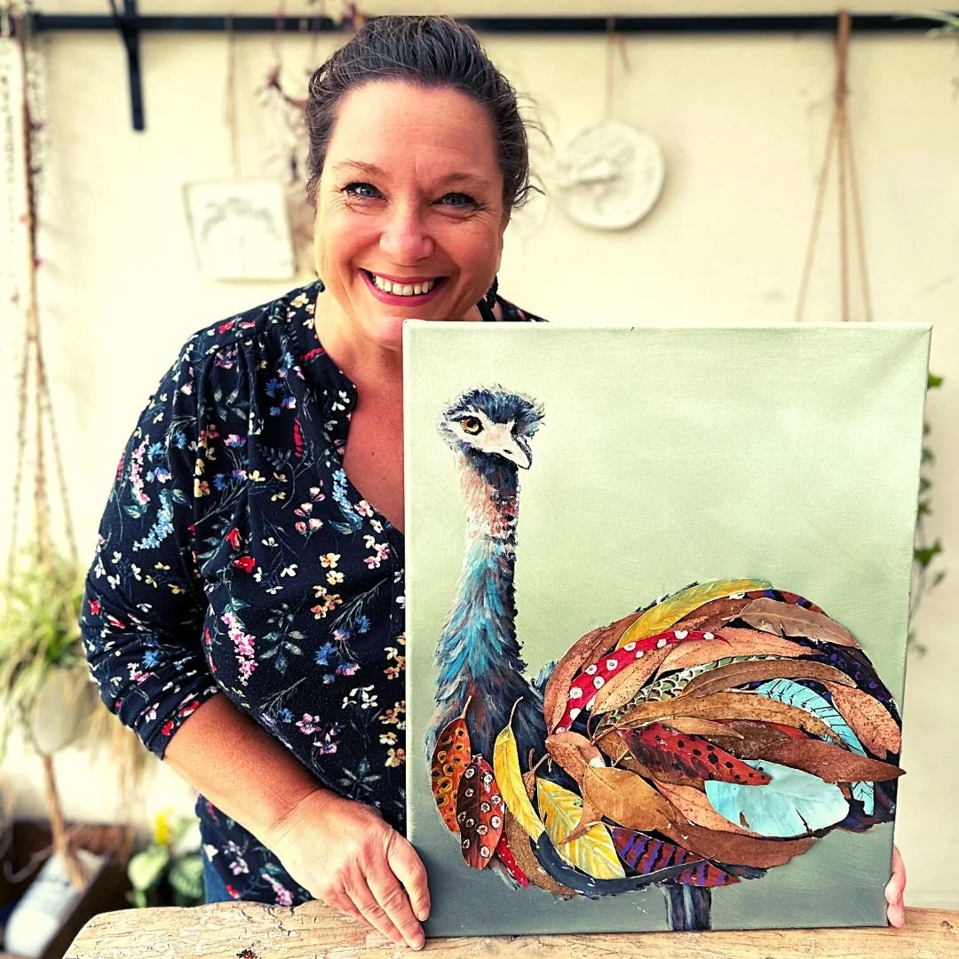 Mixed Media Emu & Gum Leaves  17/05/26