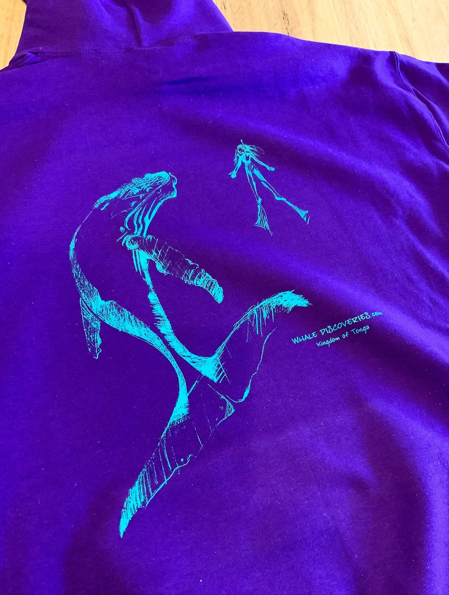 Garment printing for Whale Discoveries, a tour company based in The Kingdom of Tonga. Exclusive and unique live-aboard sailing expeditions on a 16 metre high performance catamaran.