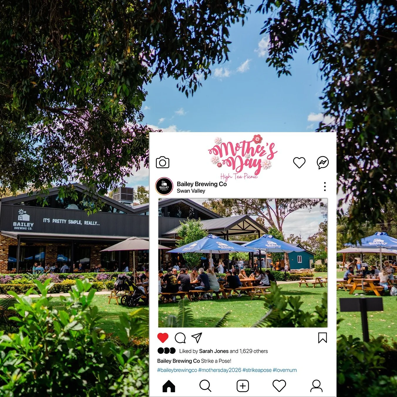 Mother&rsquo;s Day cut-out sign designed for Bailey Brewing Co. #strikeapose #mothersday2026 #baileybrewingco #swanvalley #photoopportunity