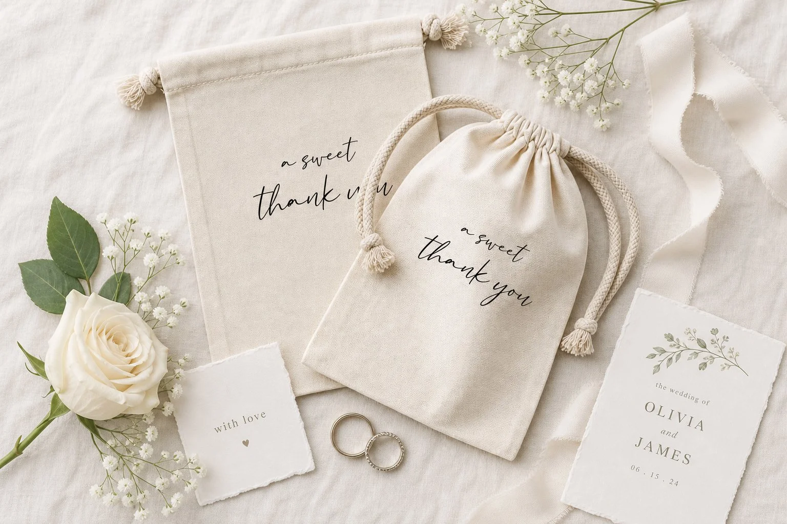 Personalised wedding bags.