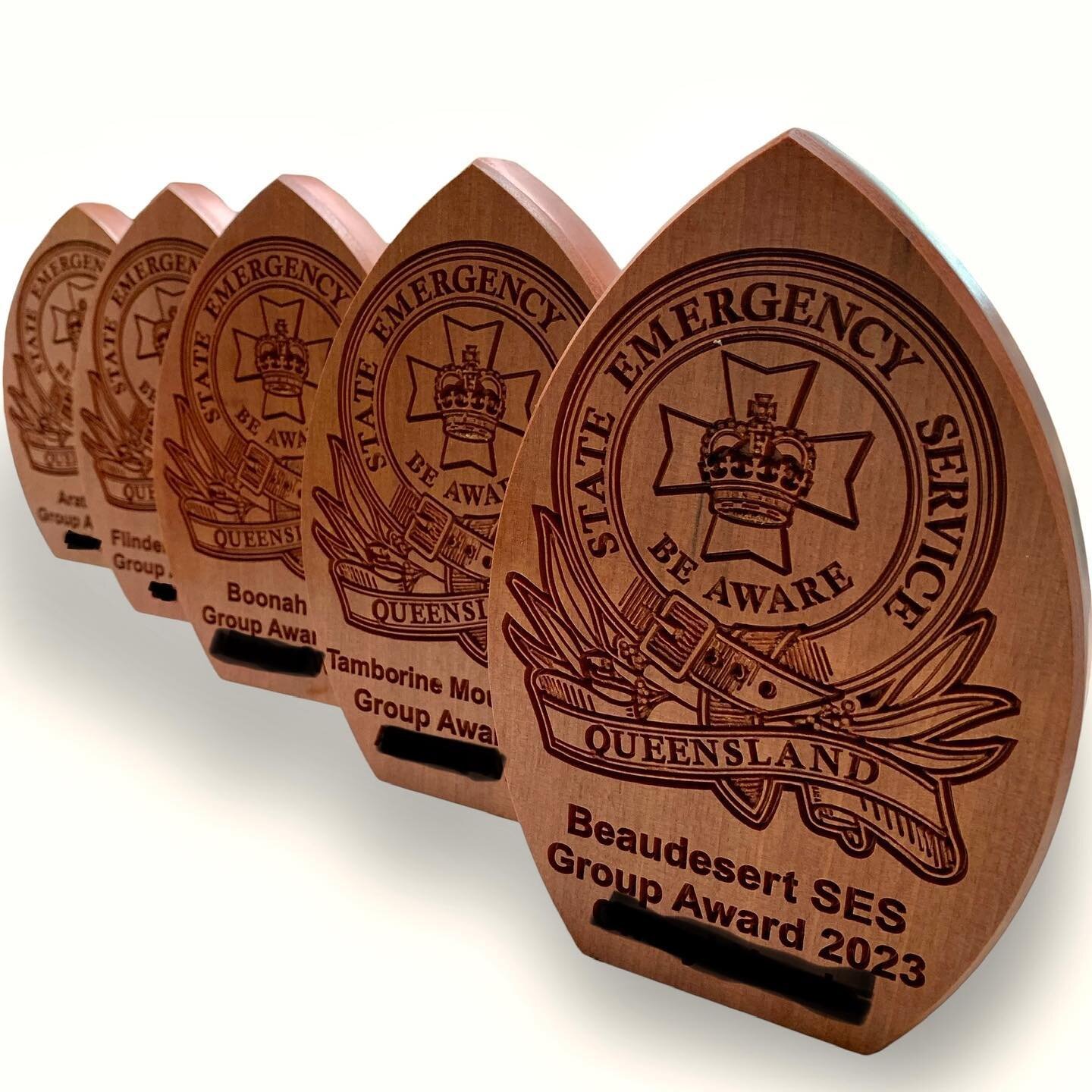 Here are a few of the award plaques made recently for SES week, well done to all of the recipients, and thank you to all the hard working volunteers. 
🧡💙
.
..
&hellip;
..
.
#qldses #stateemergencyservice #stateemergencyservices #ses #nswses #vicses