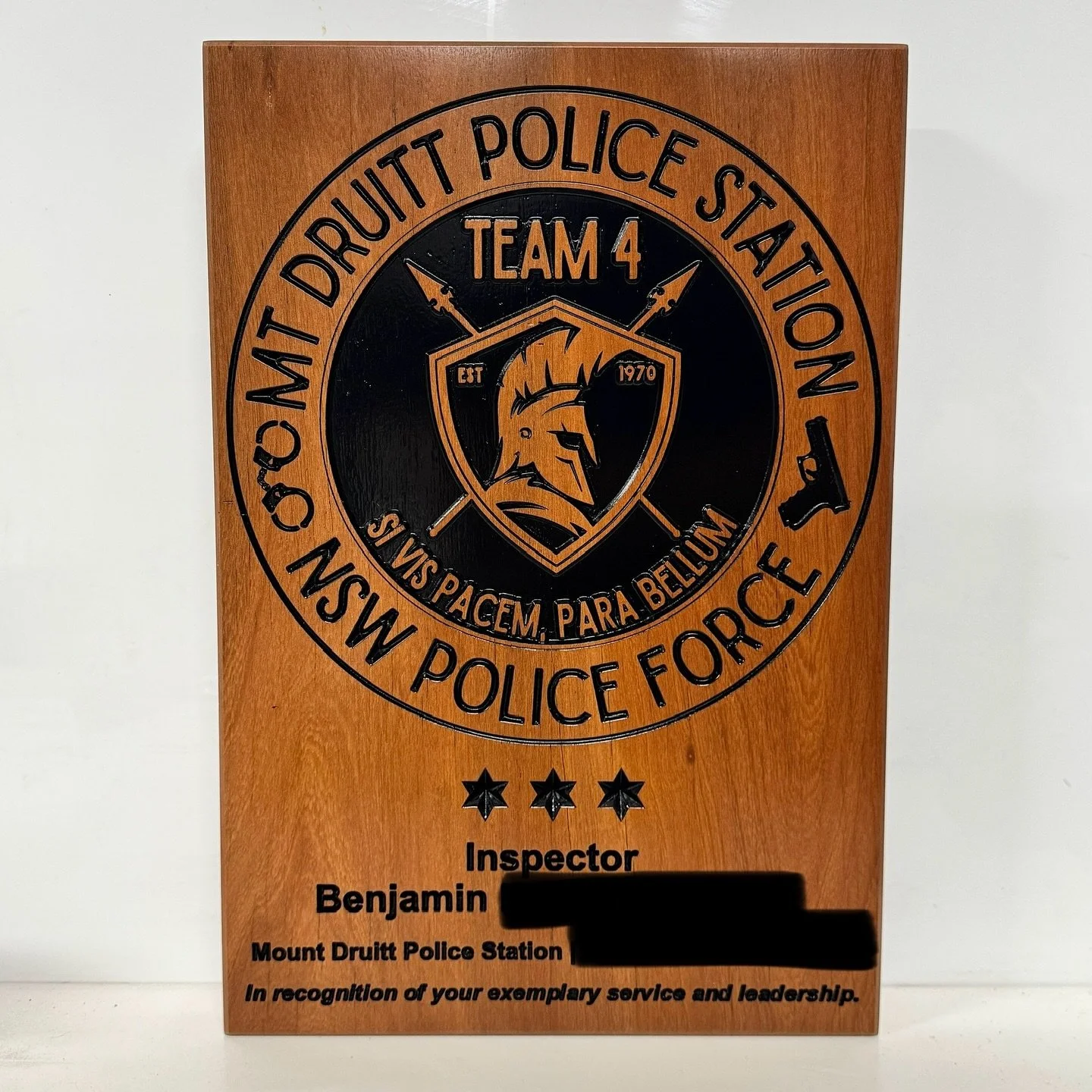Si vis pacem, para bellum&hellip; &ldquo;If you want peace, prepare for war&rdquo; 
Special one for Mt Druitt police Team 4.
