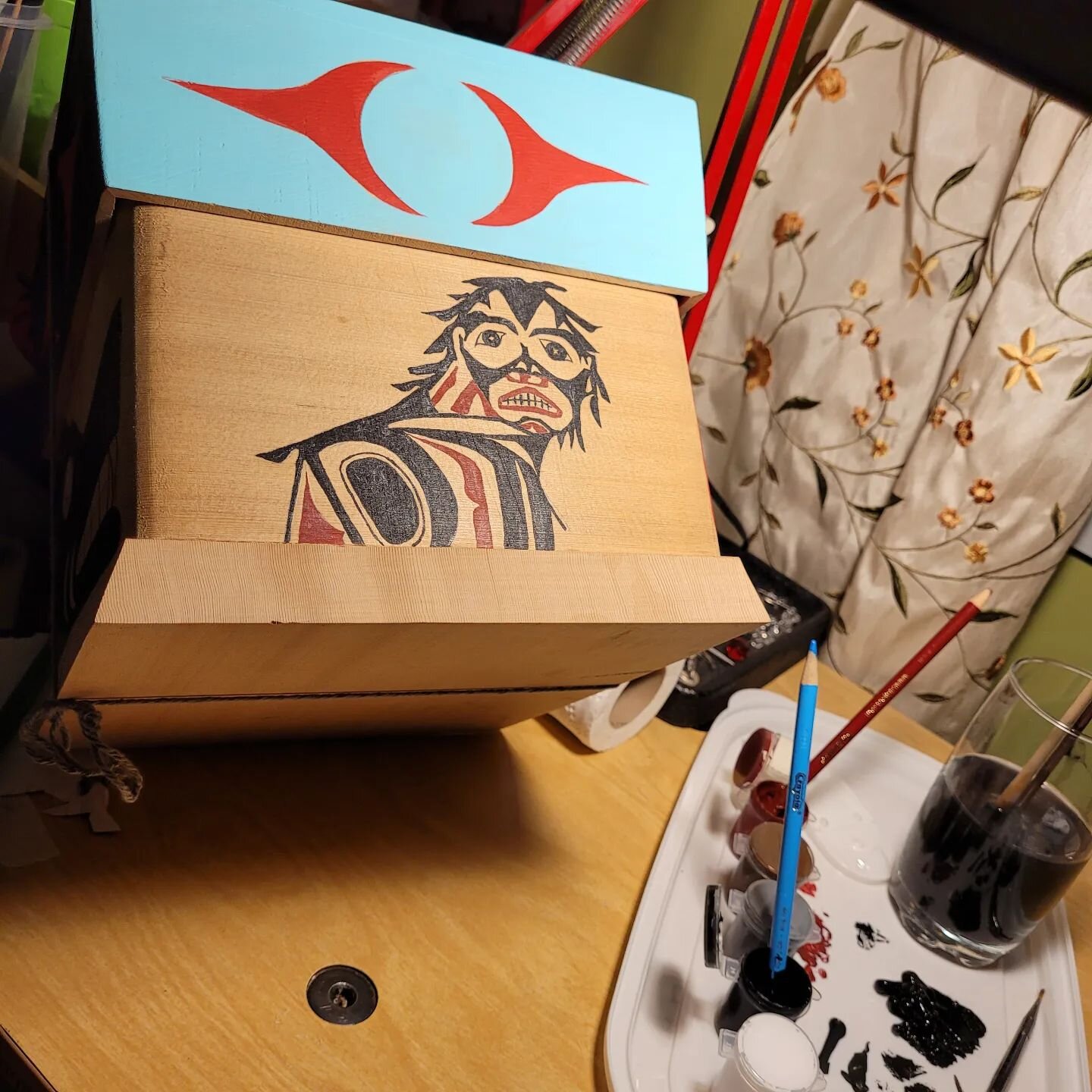 OK so I needed to bring out my size 1 paint brushes for this request.  It was nice use acrylics.