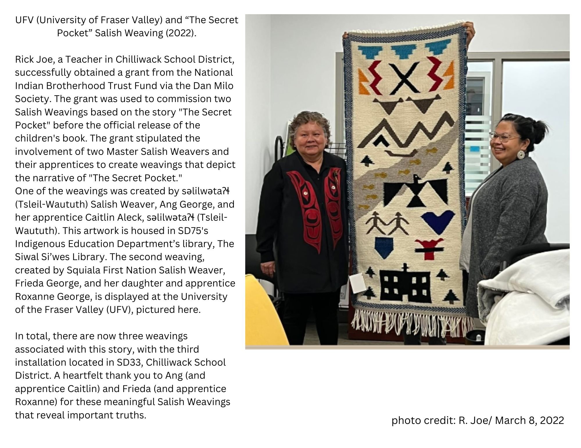 Frieda & Roxanne George present at UFV (March 2022)