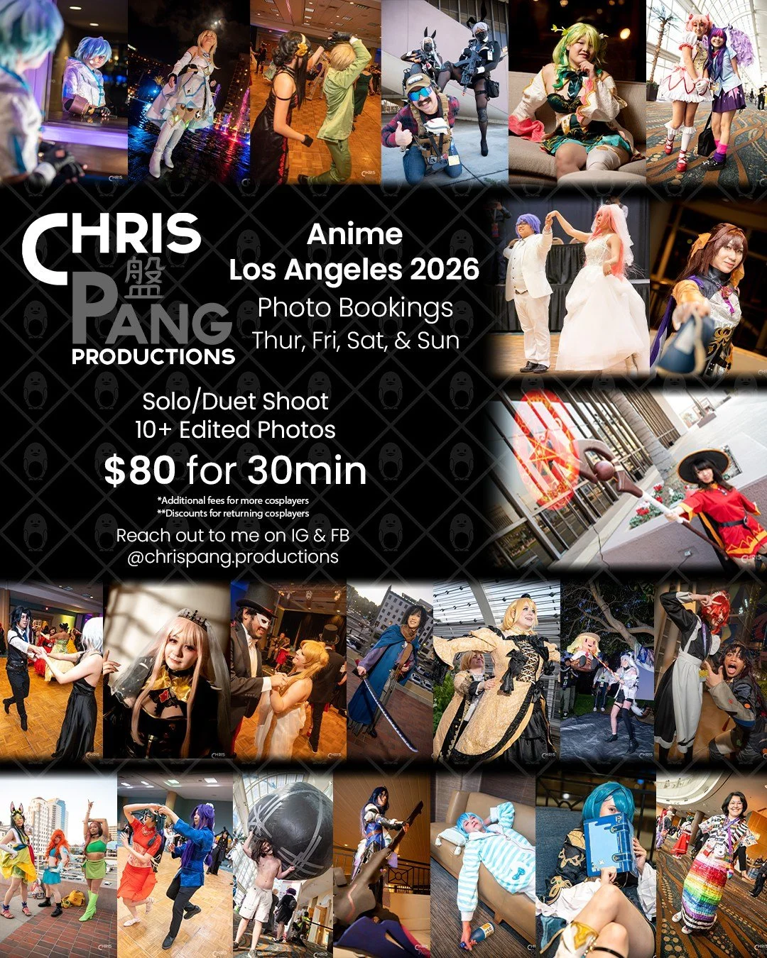 Anime Los Angeles is just around the corner which means it's time for more photo shoots. I'll be available the whole convention weekend at various times. Feel free to reach out to me if you have any questions.
#ala #ala2026 #animelosangeles #animelos