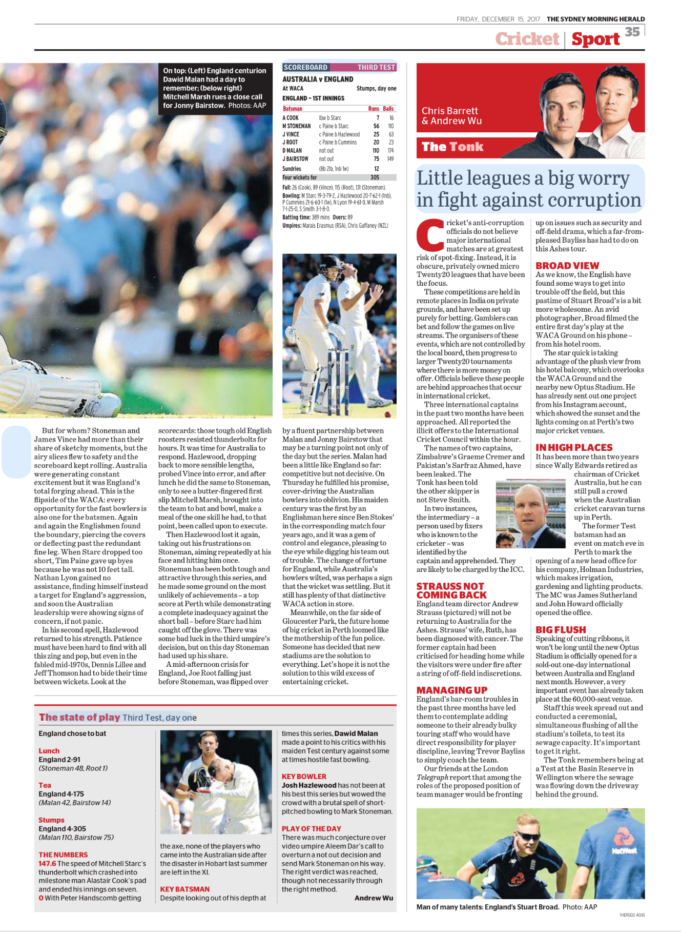 Australian cricket players celebrating on the field, with a crowd in the background.