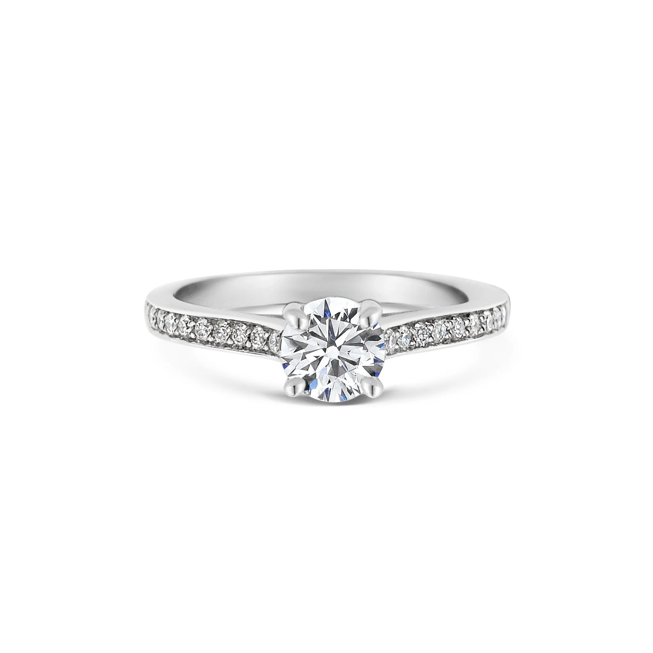 Diamond set ring with diamond set shoulderd