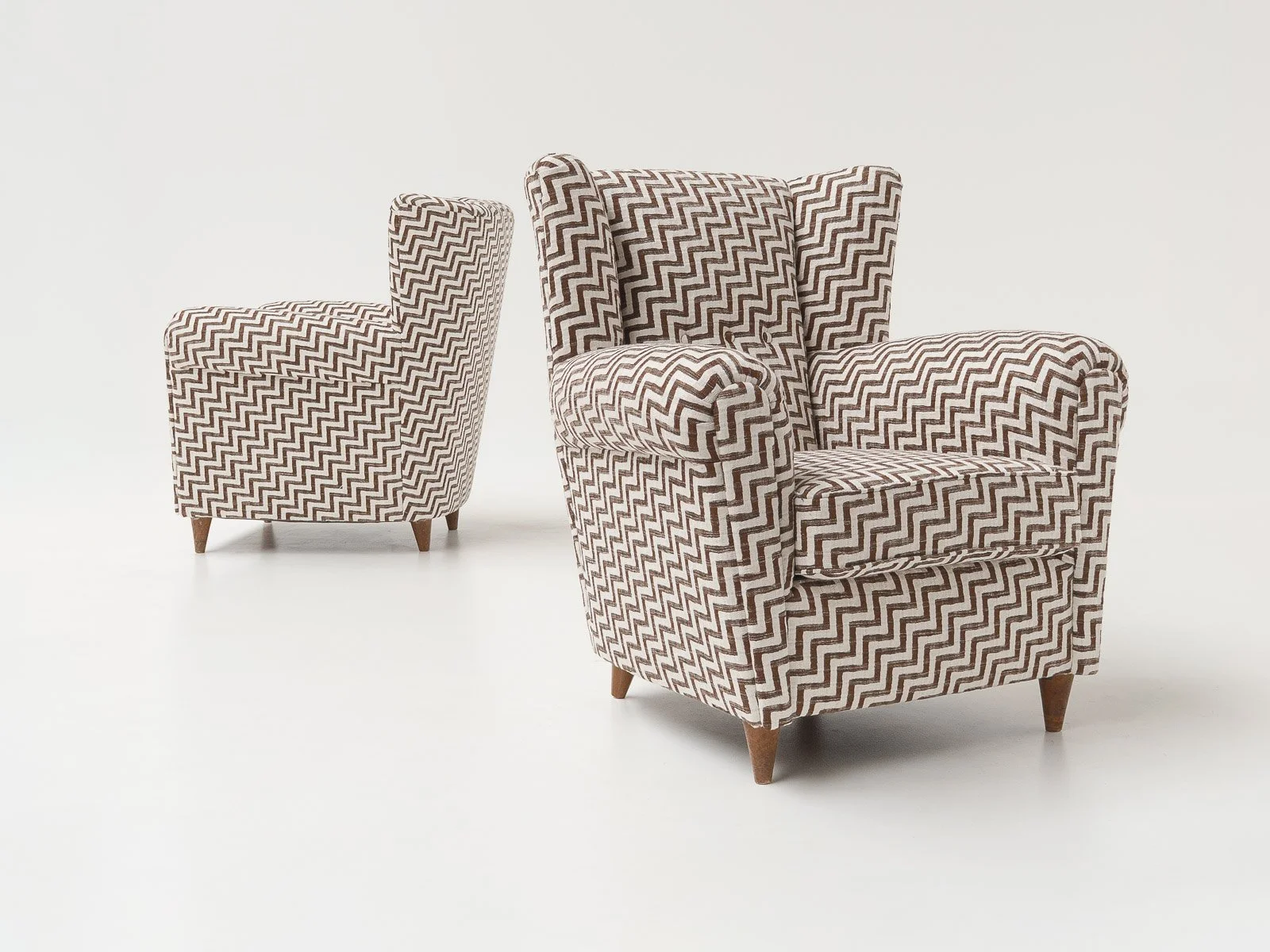 Pair of Italian Armchairs in Zigzag Upholstery, 1960s <br><br>