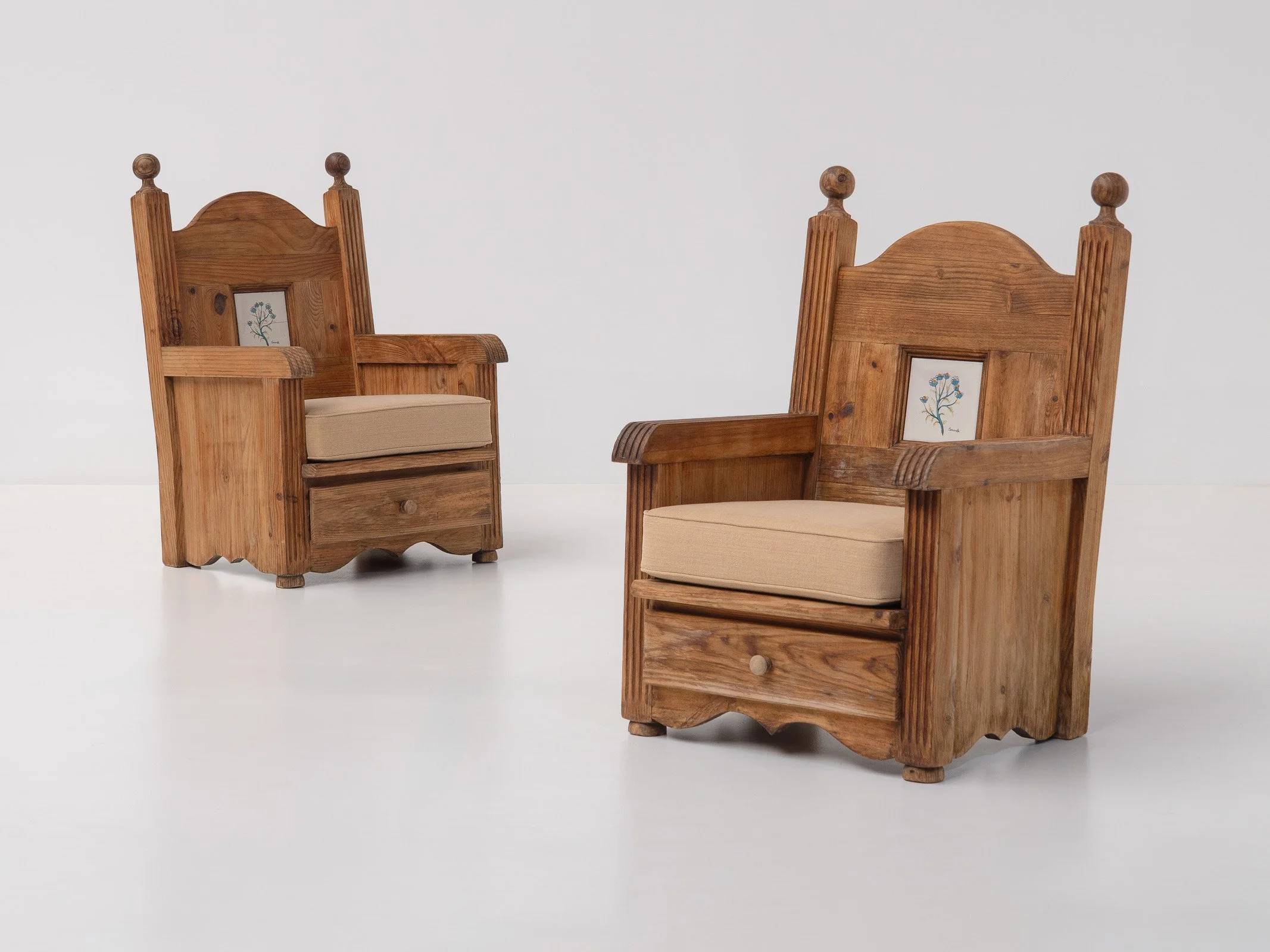 Spanish Pine Chalet Chic Chairs, 1960s <br><br>