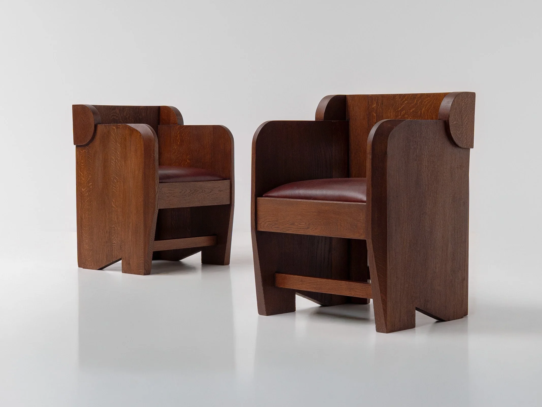 Pair of Monumental Art Deco Armchairs, The Netherlands, ca 1930s <br><br>