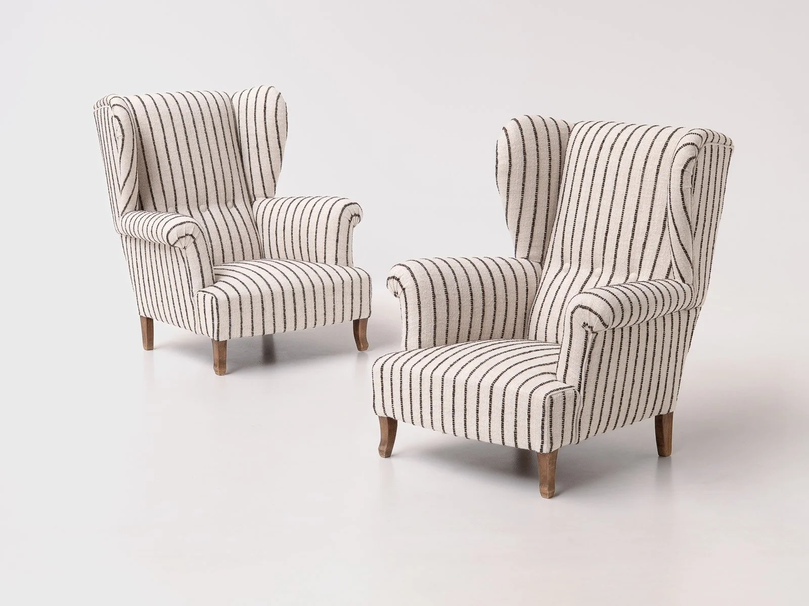 Pair of Striped French Bergère Armchairs, 1970s <br><br>