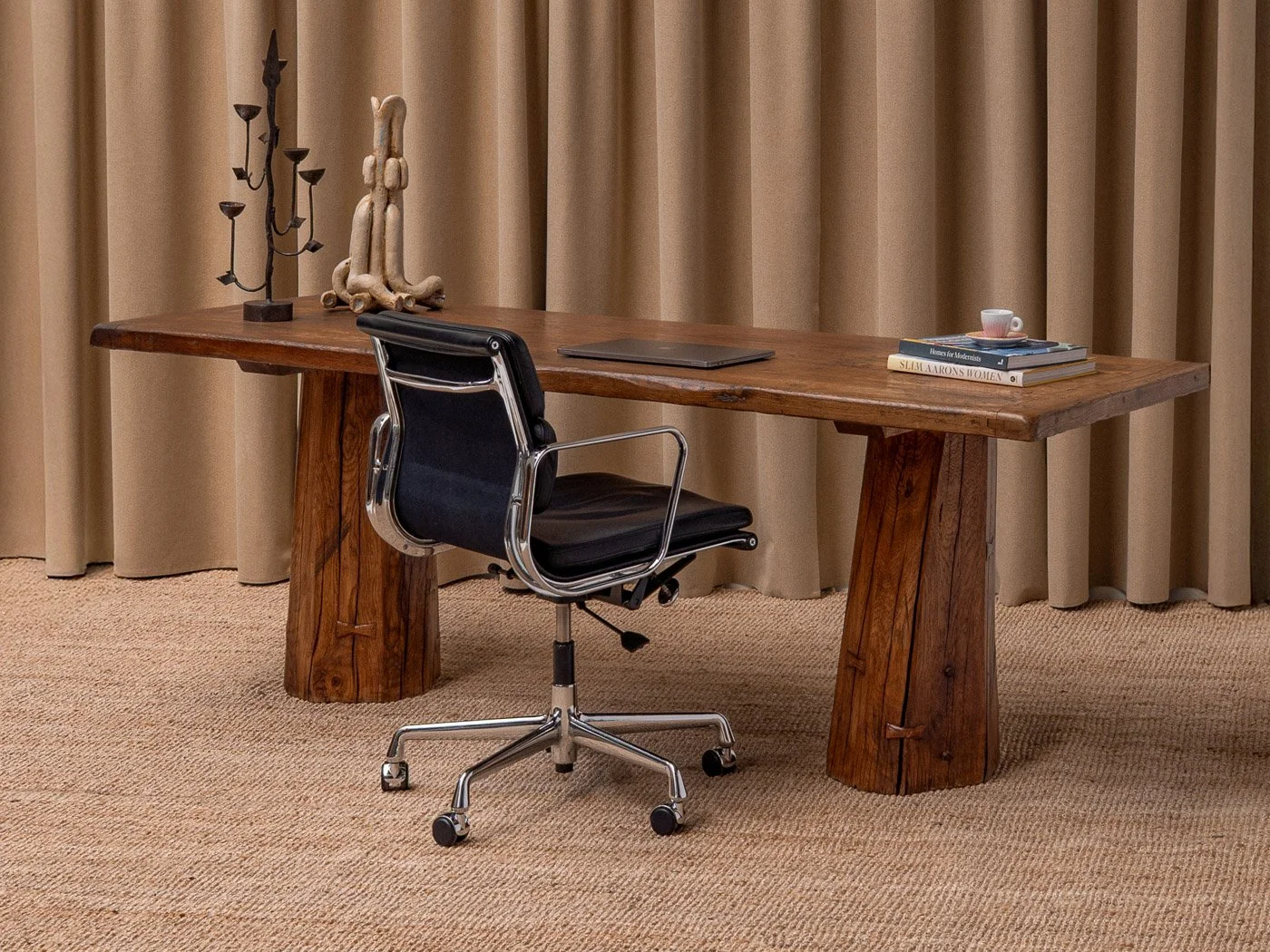 Sculptural Solid Oak Desk <br><br>