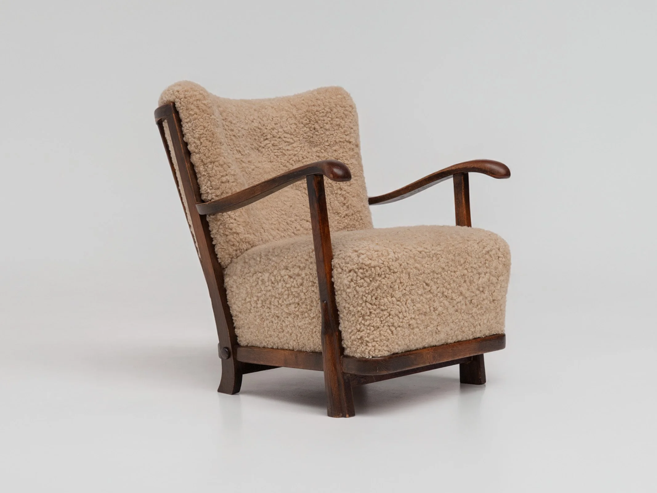 Fritz Hansen Easy Chair in Sheepskin, Denmark 1940s <br><br>