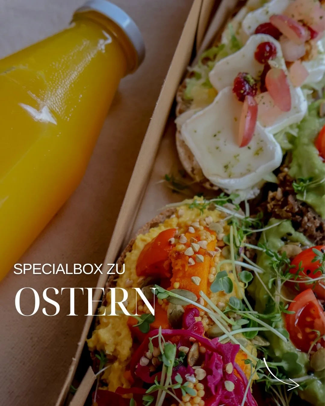 Osterfr&uuml;hst&uuml;ck wie im Caf&eacute; - nur bei euch zu Hause 🐰

F&uuml;r alle, die an Ostern entspannt brunchen m&ouml;chten, ohne selbst etwas vorzubereiten. 

Unsere Osterbox bringt euch alles, was f&uuml;r einen gem&uuml;tlichen Osterbrunc