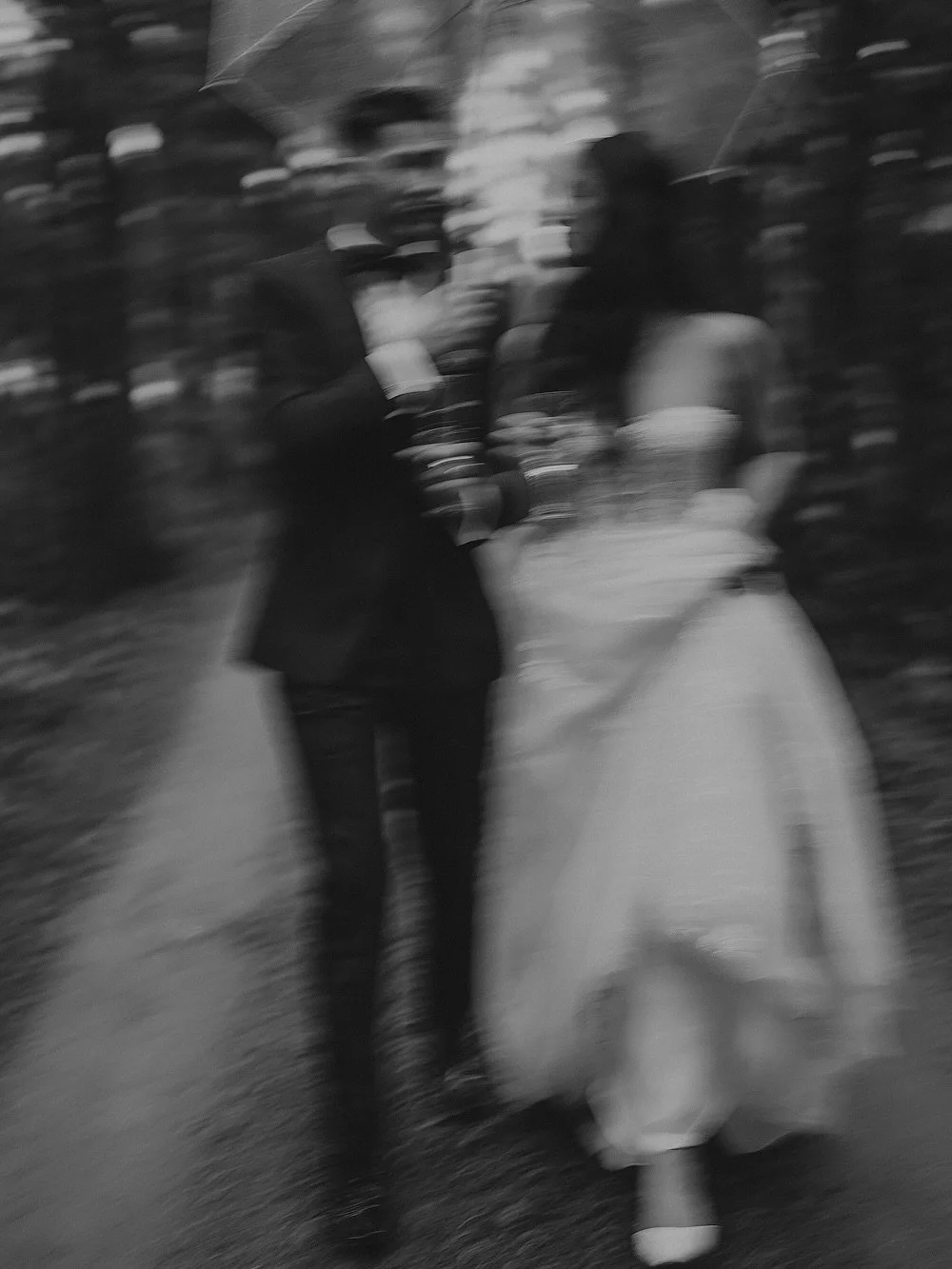 Kim &amp; Patrick&rsquo;s rainy, foggy, mysterious wedding day was nothing short of magic. 🌧✨ Embrace the weather, feel the little drops on your shoulders, and remember &mdash; wedding dresses get dirty in any weather, so stop worrying and simply en