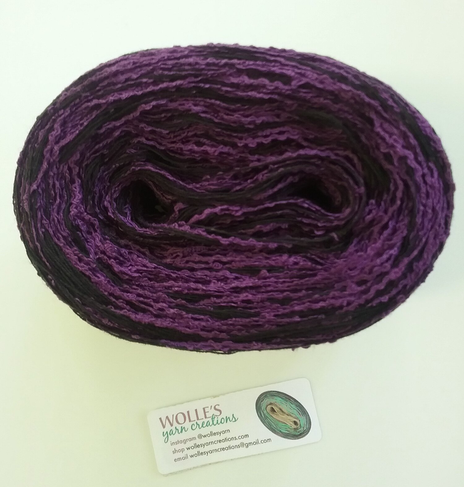 PURPLE/BLACK BOUCLE, Boucle Cotton Yarn, 320 yards/100 gr
