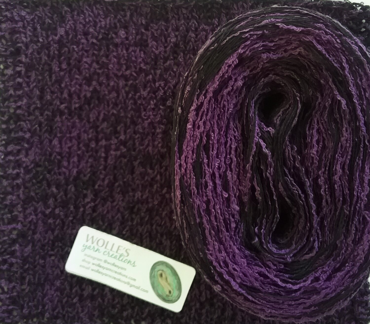 PURPLE/BLACK BOUCLE | Boucle Cotton Yarn | 320 yards/100 gr | Sport Weight  — Wolle's Yarn Creations