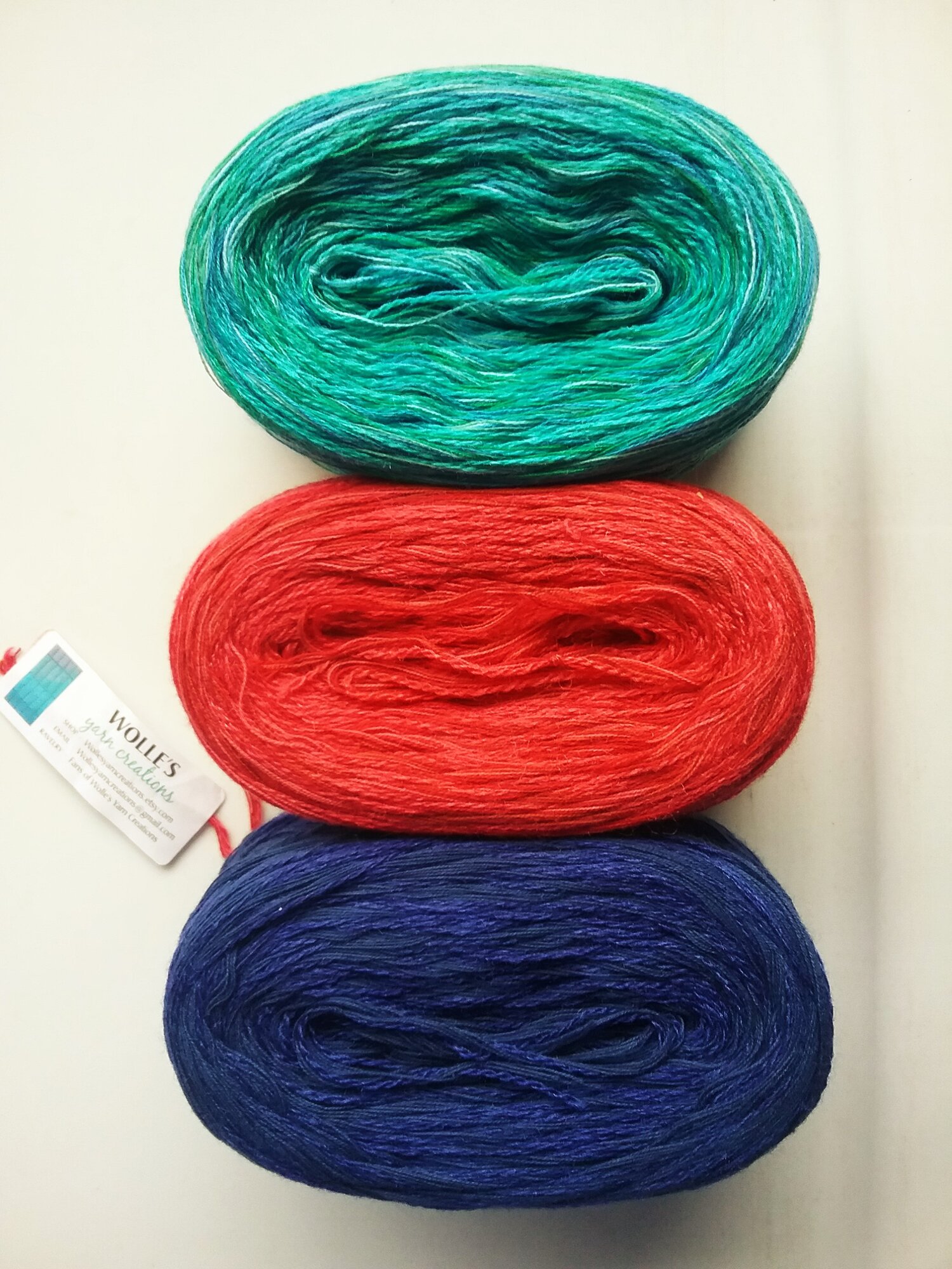 TURQUOISE/RED/ROYAL Kit, Cotton-Silk-Merino yarn