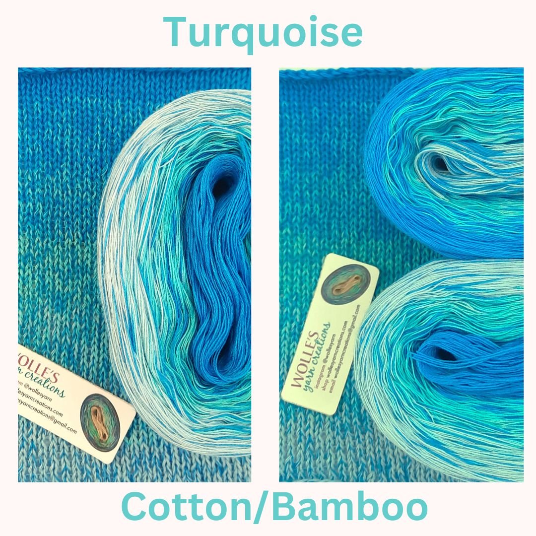 Happy Summer! ⛱  Here is TURQUOISE, one of our Cotton/Bamboo colors. These are super soft, skin-friendly yarns available in 9 exciting colors. 😊 All are ready to ship&mdash;order your colors today. wollesyarncreations.com 
.
.
.
.
.
.
.
#knitting #k