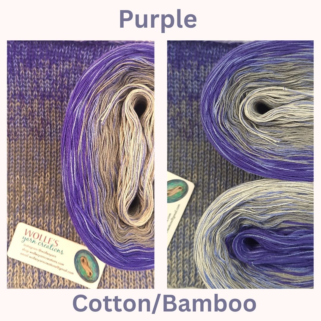 Happy Summer!  Here is PURPLE, one of our Cotton/Bamboo colors. These are super soft, skin-friendly yarns available in 9 exciting colors. 😊 All are ready to ship&mdash;order your colors today. wollesyarncreations.com 
.
.
.
.
.
.
#onmyneedles #knita