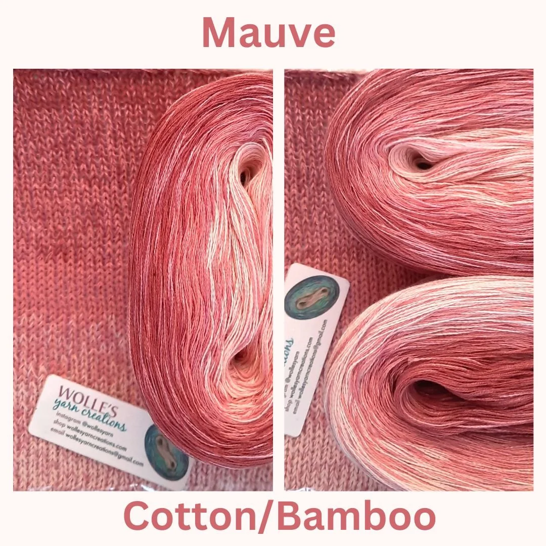 This is MAUVE, one of our Cotton/Bamboo colors. These are super soft, skin-friendly yarns available in 9 exciting colors. 😊 All are ready to ship&mdash;order your colors today. wollesyarncreations.com 
.
.
.
.
.
.
.
#yarn #yarnlover #yarnaddiction #