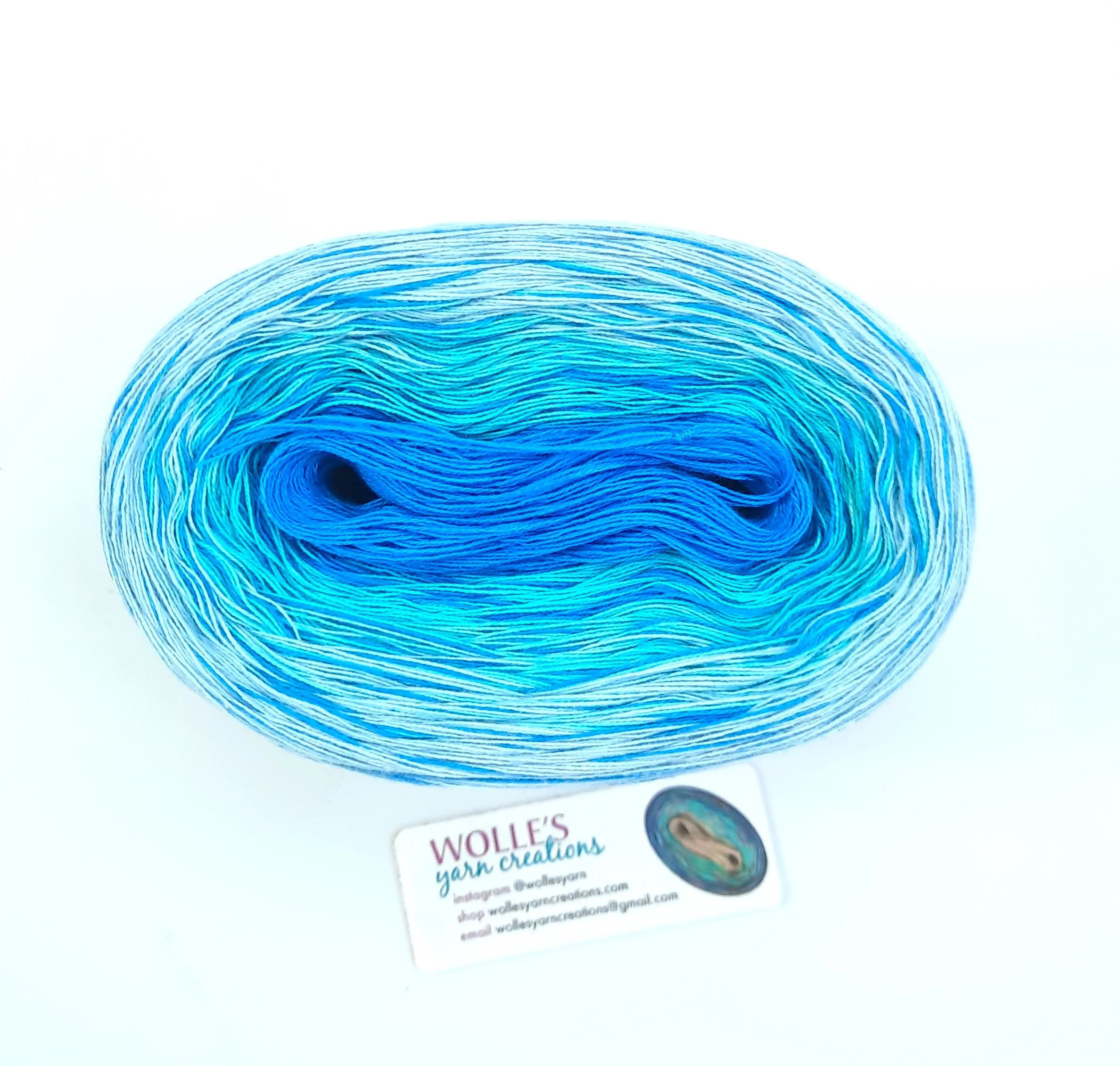 Turquoise Bamboo Cotton knitting crochet gradient color changing yarn ...