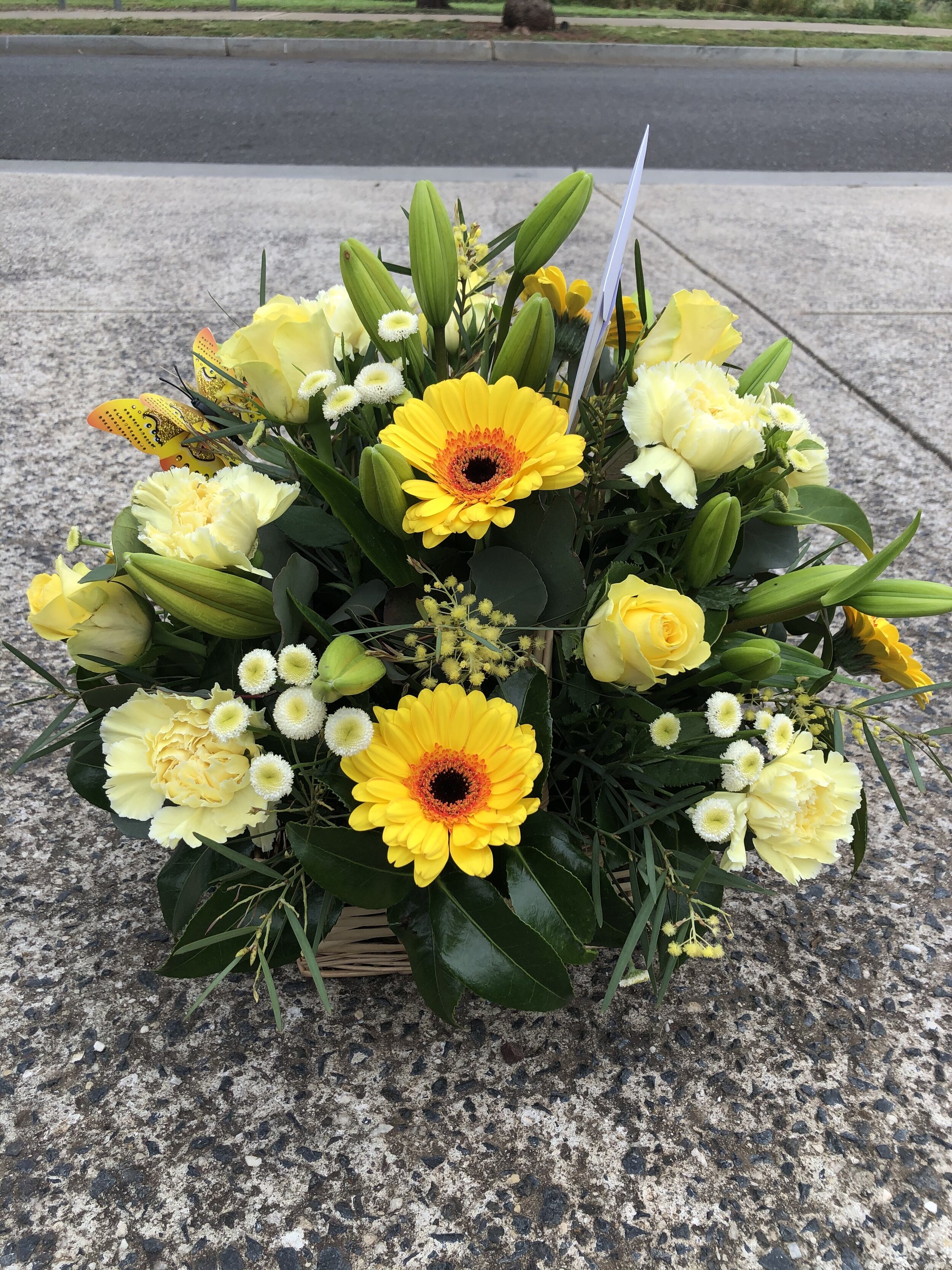 SUNNY - BASKET OF YELLOW FLOWERS