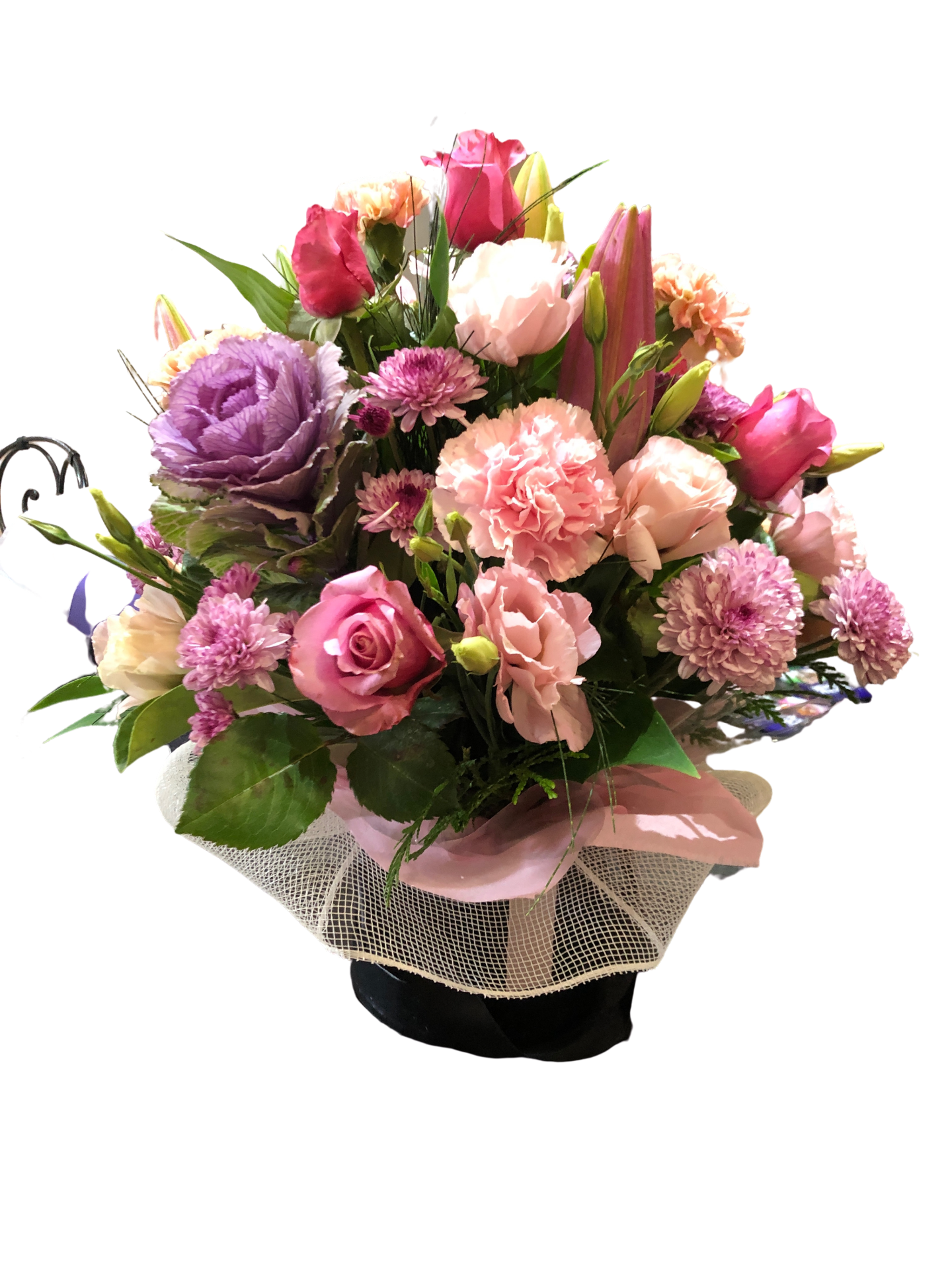 CHIARA - HAT BOX OF MIXED FLOWERS IN PASTEL COLORS 