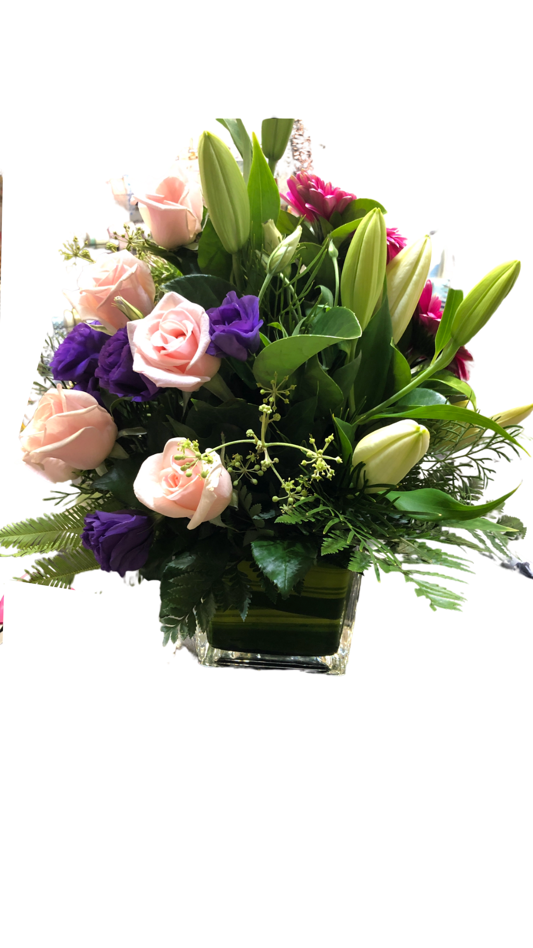 OLIVIA - LEAF LINED GLASS VASE