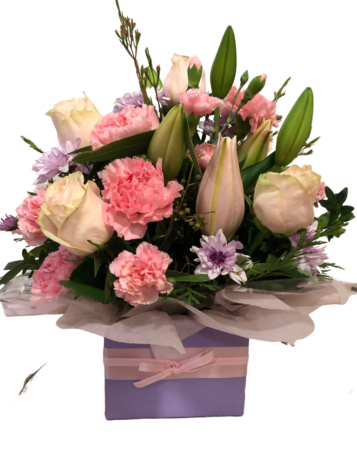 MELLISSA - PASTEL BOX OF MIXED BLOOMS