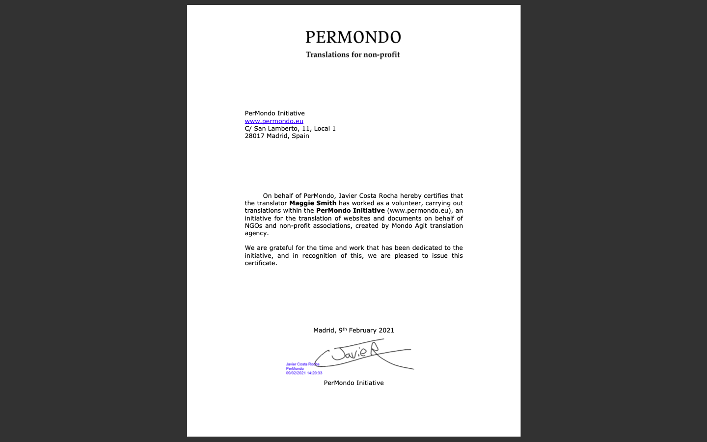 PerMondo certificate.png