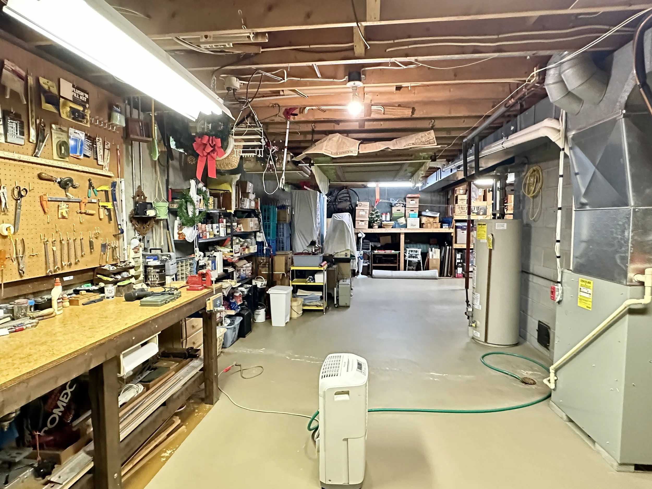 Unfinished area for storage & workshop