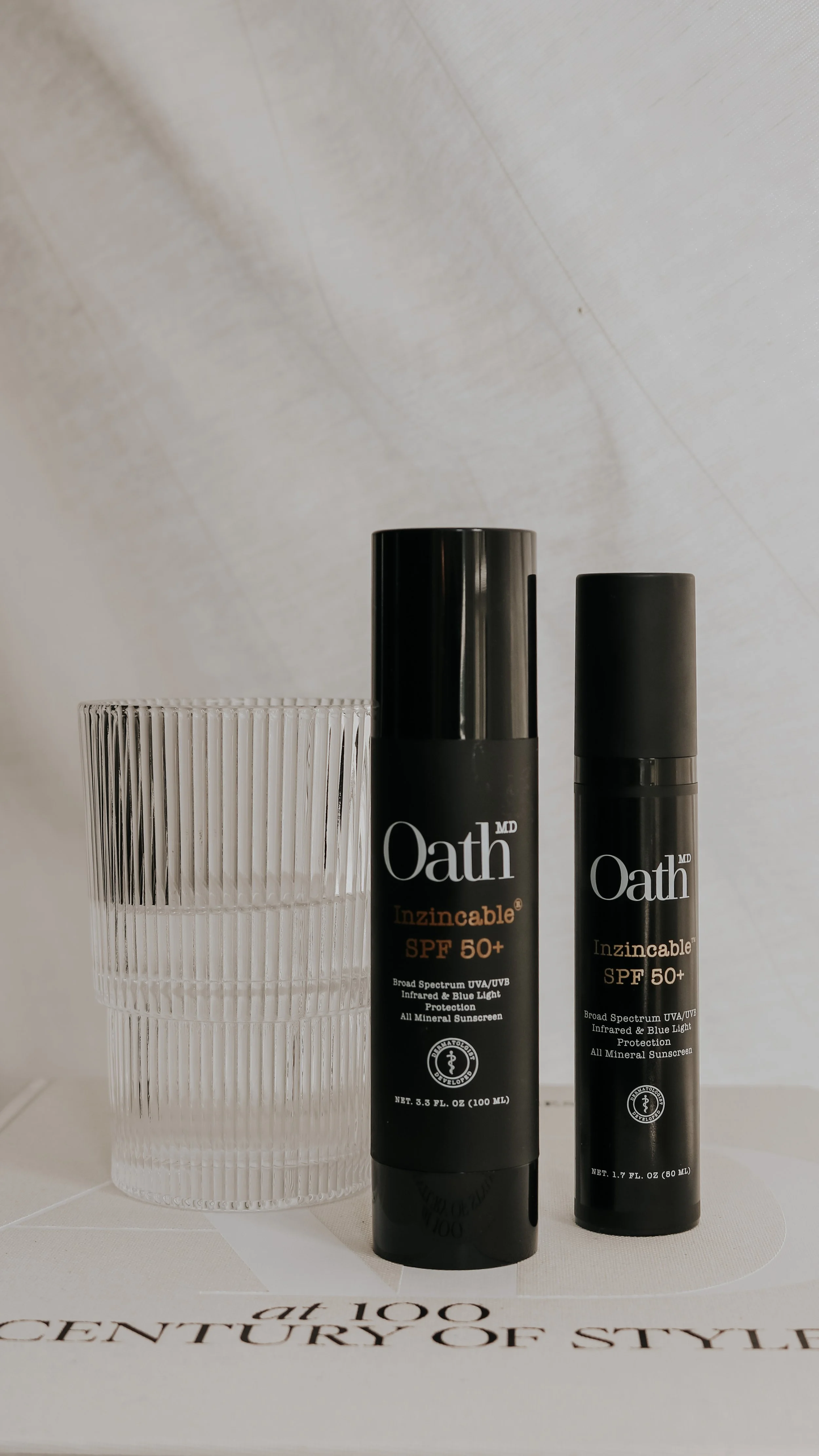 A purely mineral, broad spectrum, SPF 50+ sunscreen with no residual white cast. â Oath MD