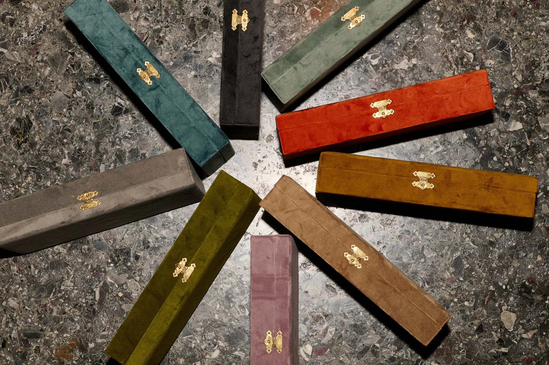 °'HRIAM velvet and satin handmade jewellery boxes