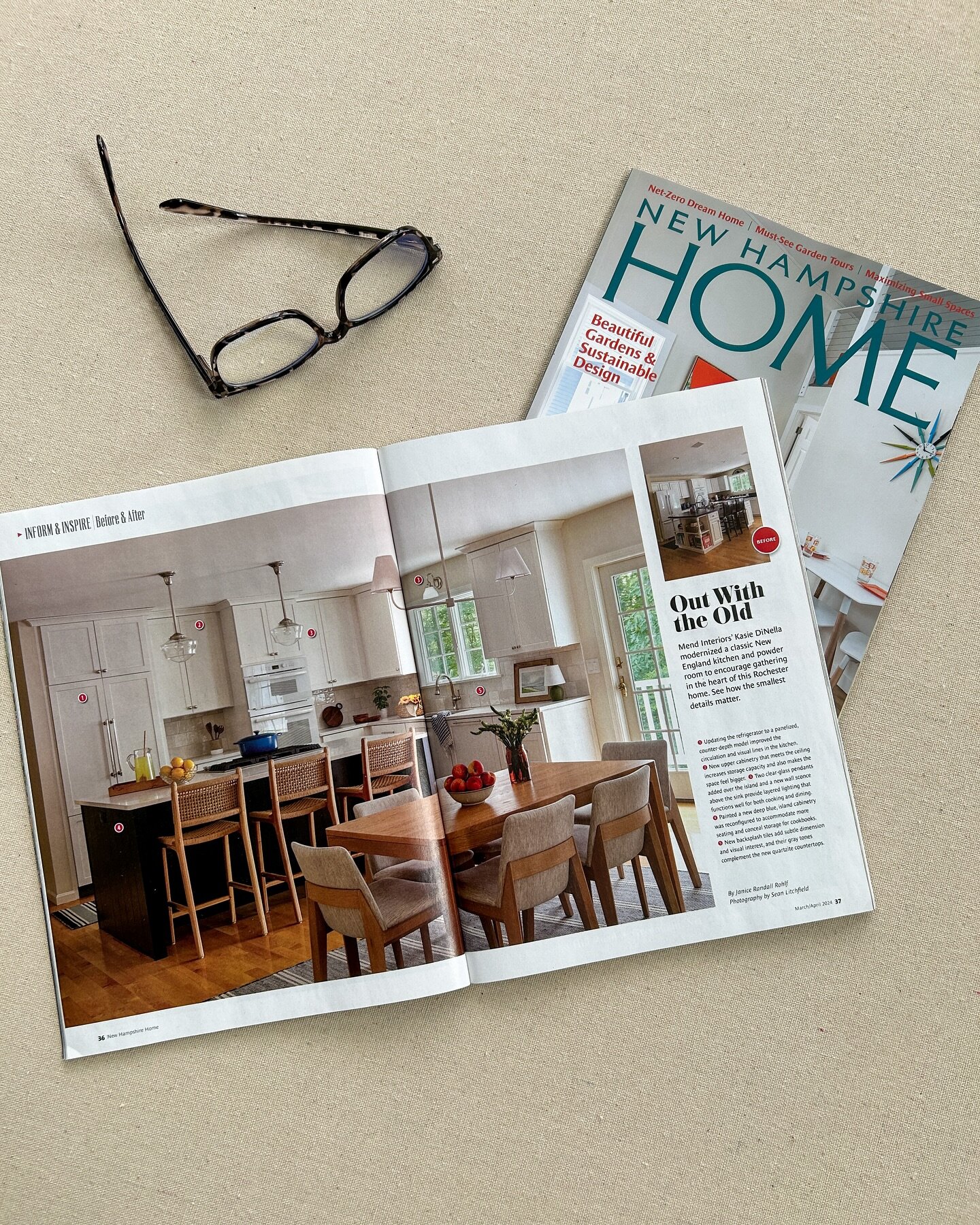 Excited to share that our #evergreenscenenh project is featured in the March-April issue of New Hampshire Home Magazine! Before &amp; after photos are our jam so this article has us particularly smitten to see in print. Janice, the editor of NH Home 