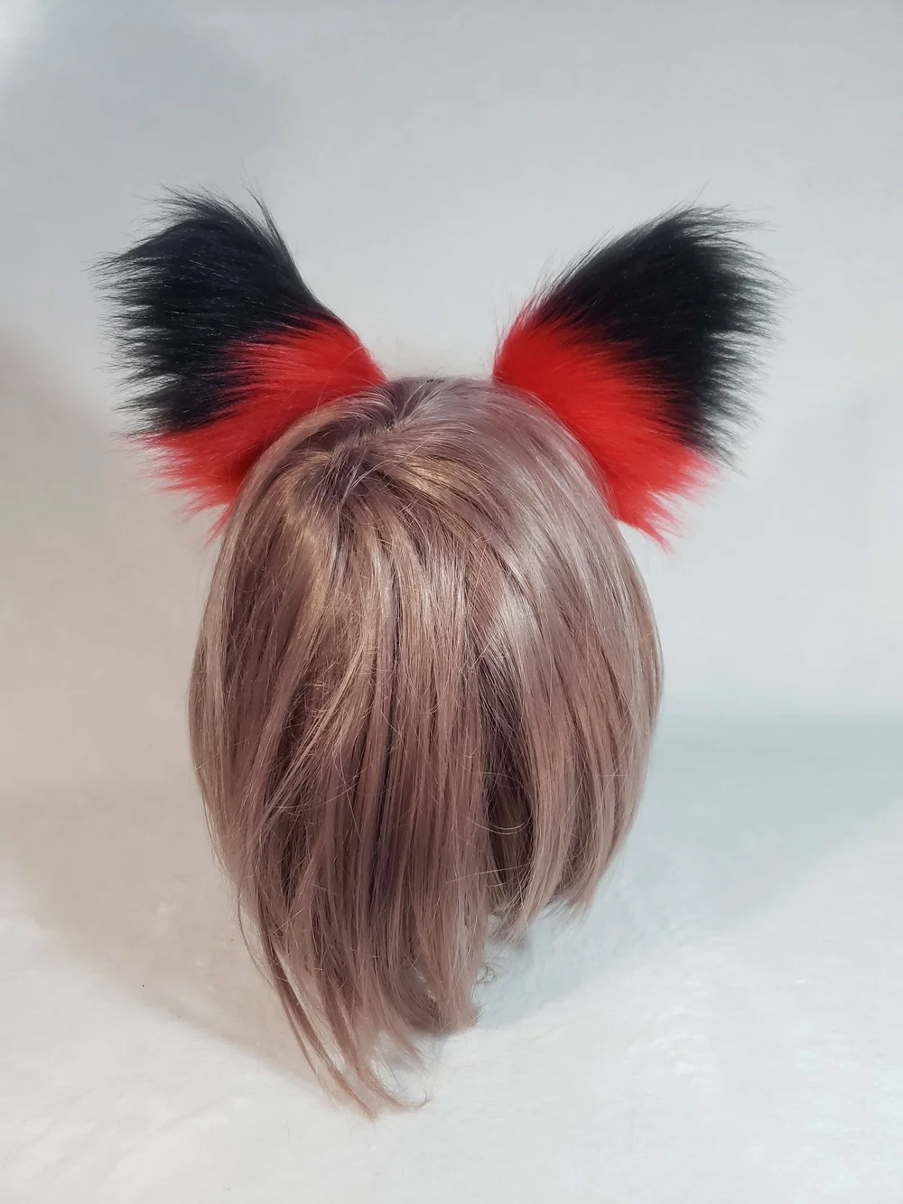 Bright red and black two toned fox ears — Silvered Fox Creations display picture 1
