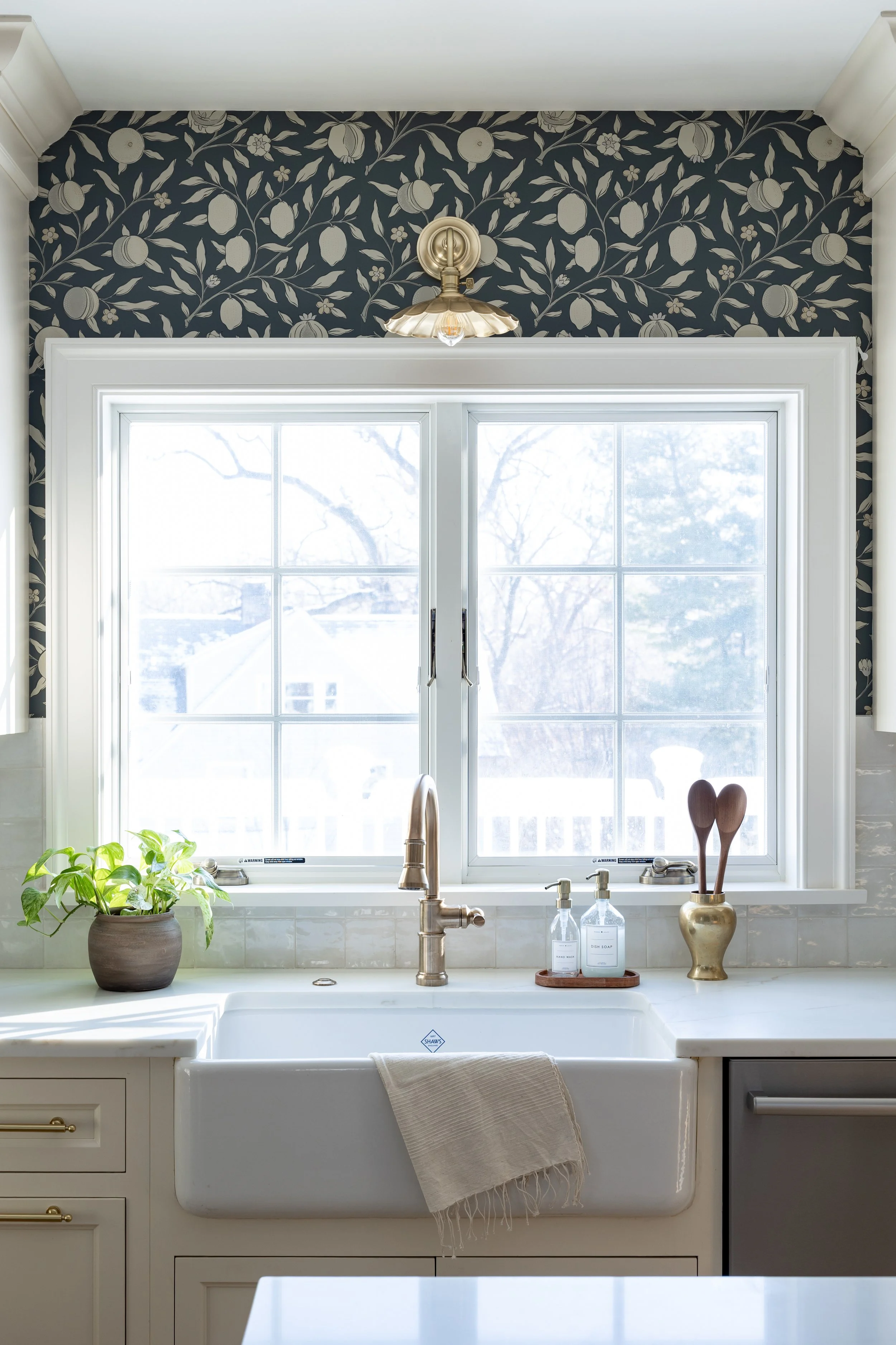 Katherine Gold Design Kitchen Interior Design Blue Wallpaper