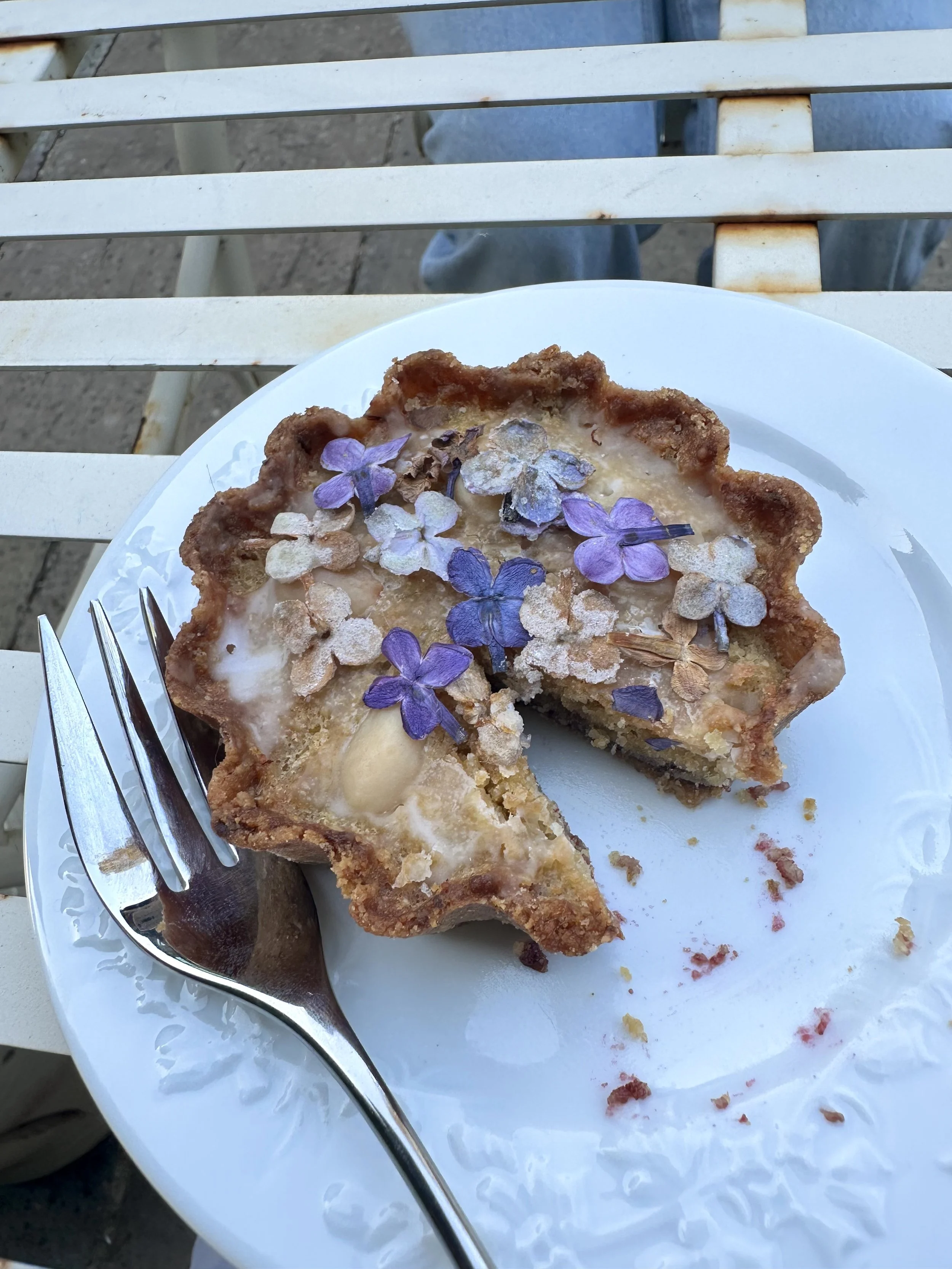 with sugared, pressed + fresh petals