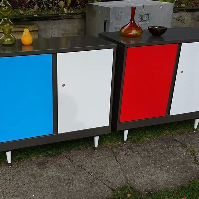 Cheer yourself up with a mod mini-credenza from Space Oddity Seattle $335.75 each # ballardvintage #credenzaseattle #mcmseattle