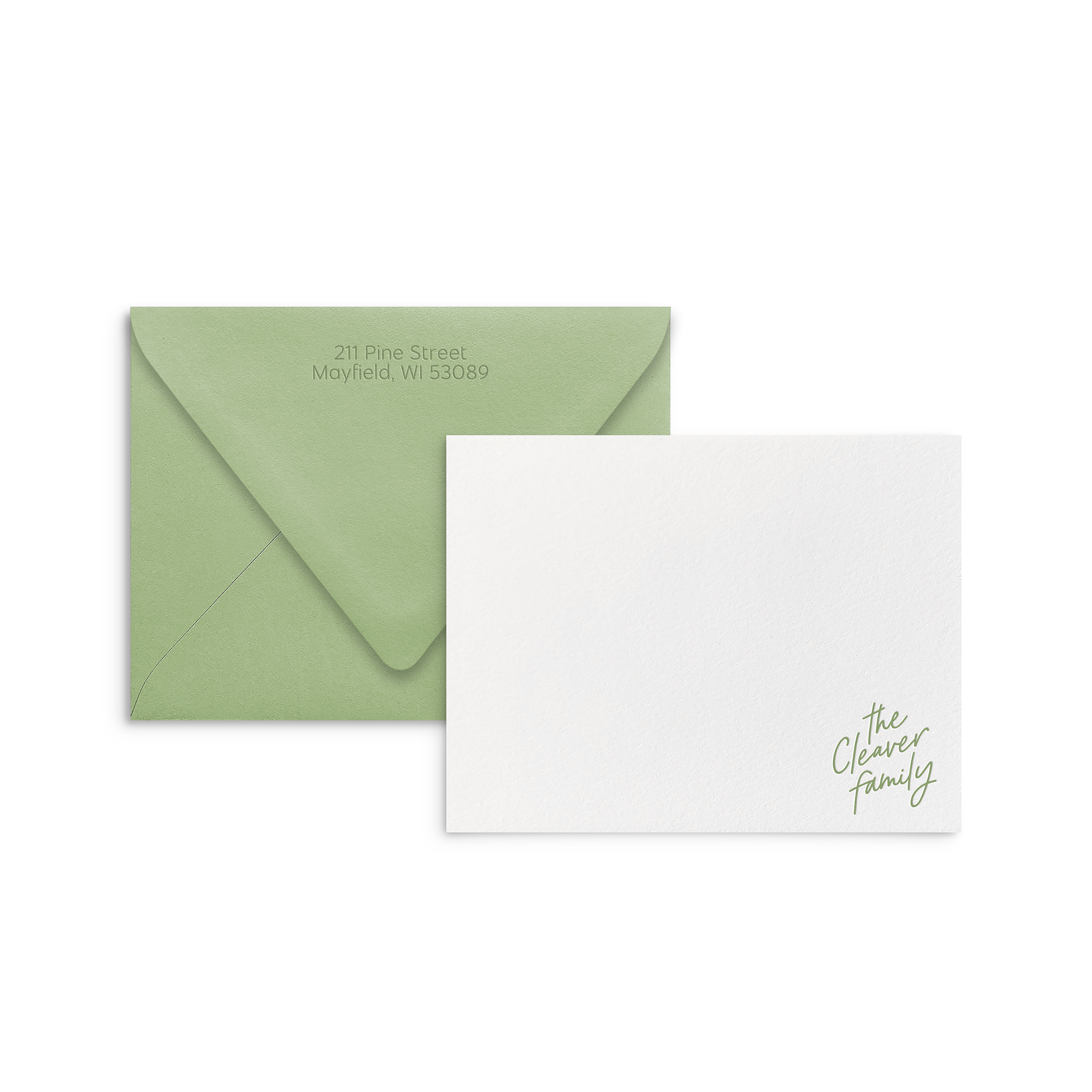 The Family Set - Mockup - Olive Green - Return Address.png