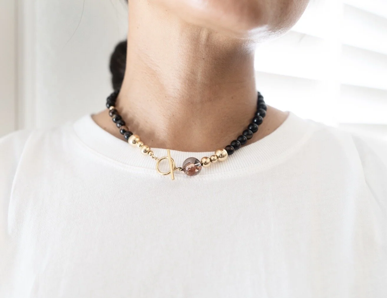 Red Phantom Quartz Beaded Necklace | Aurnatrix.com