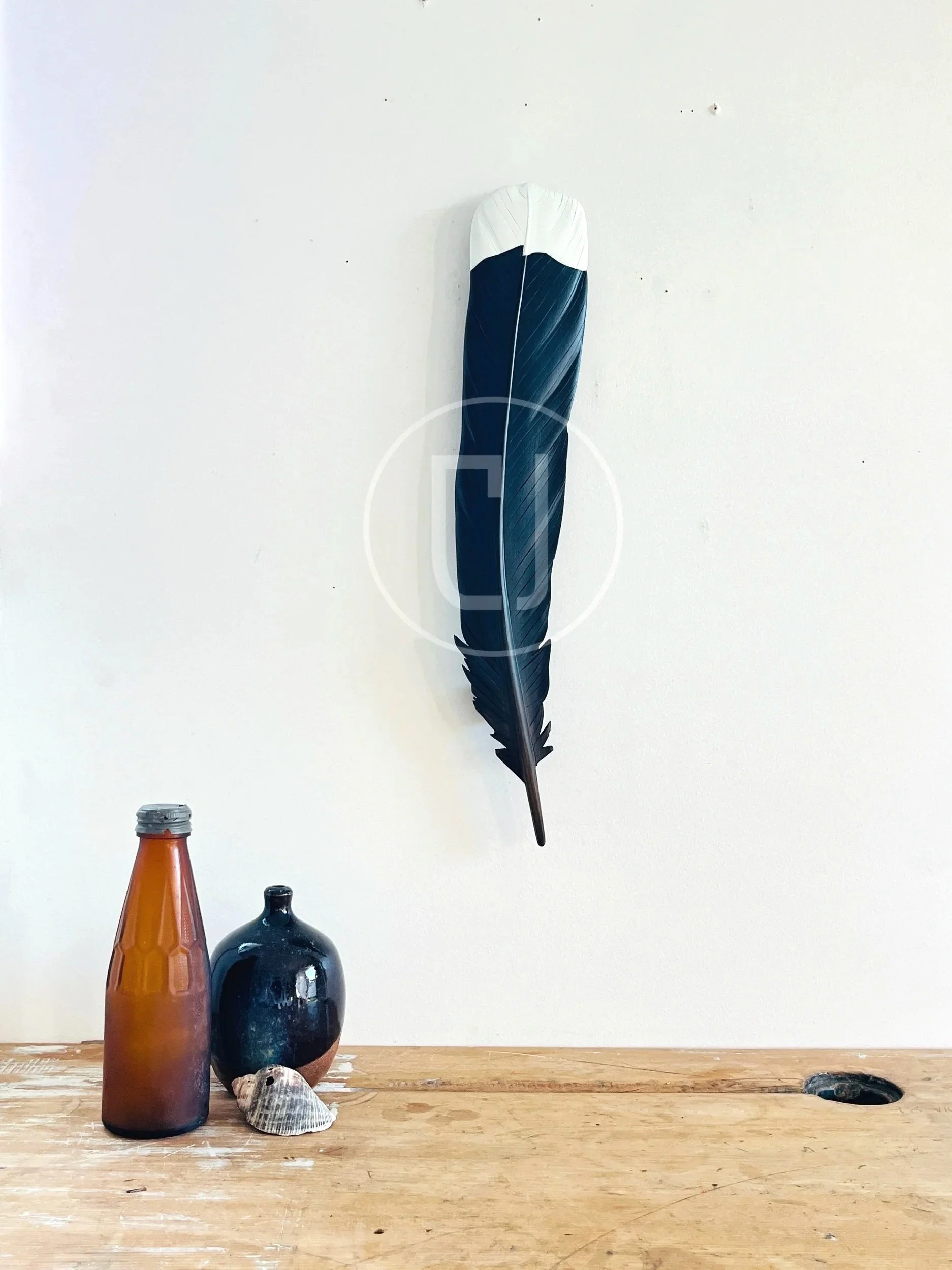 huia feather art by Claire Jensen New Zealand