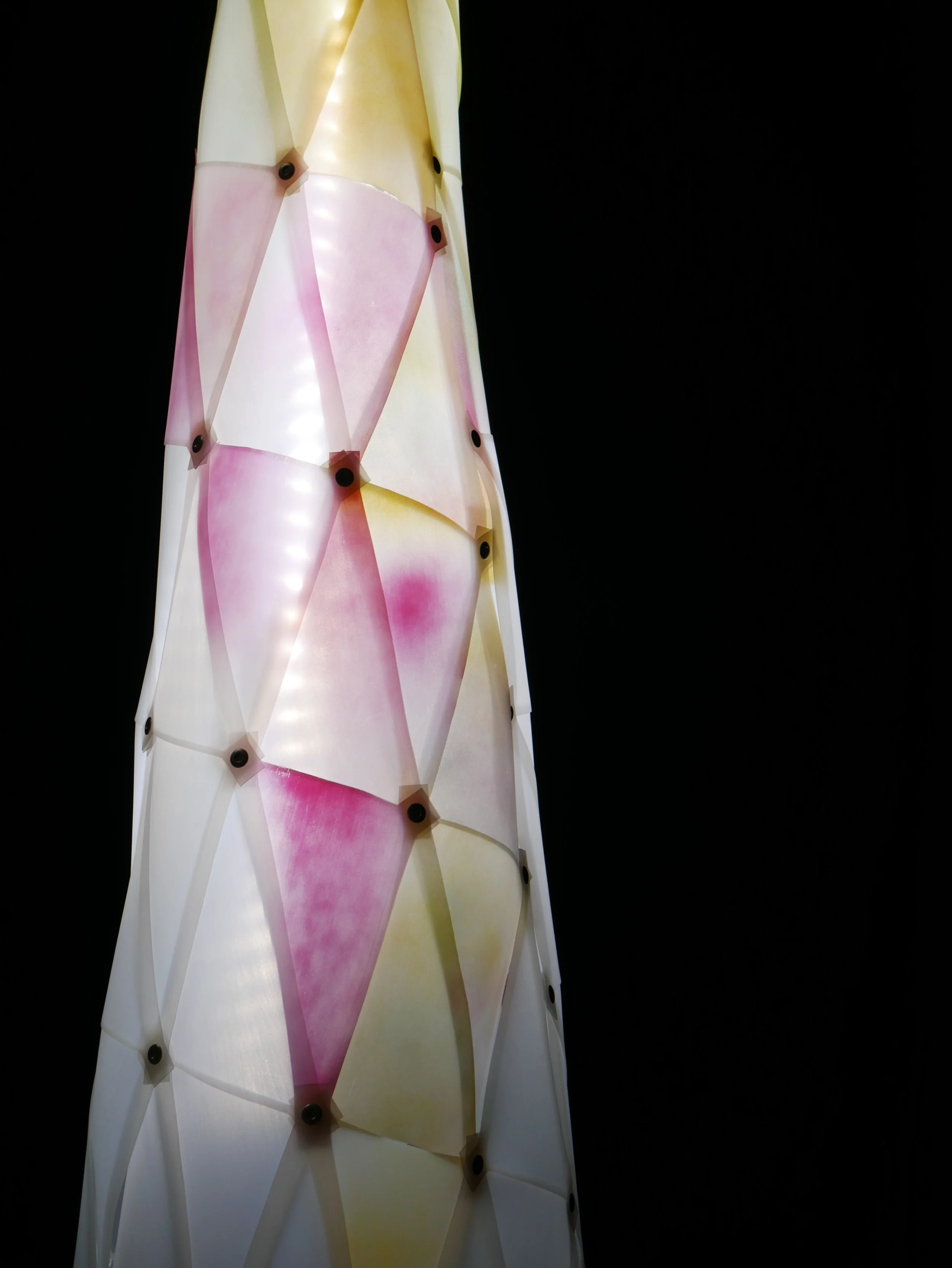 Geo Pod, 2017, plastic waste light installation. 