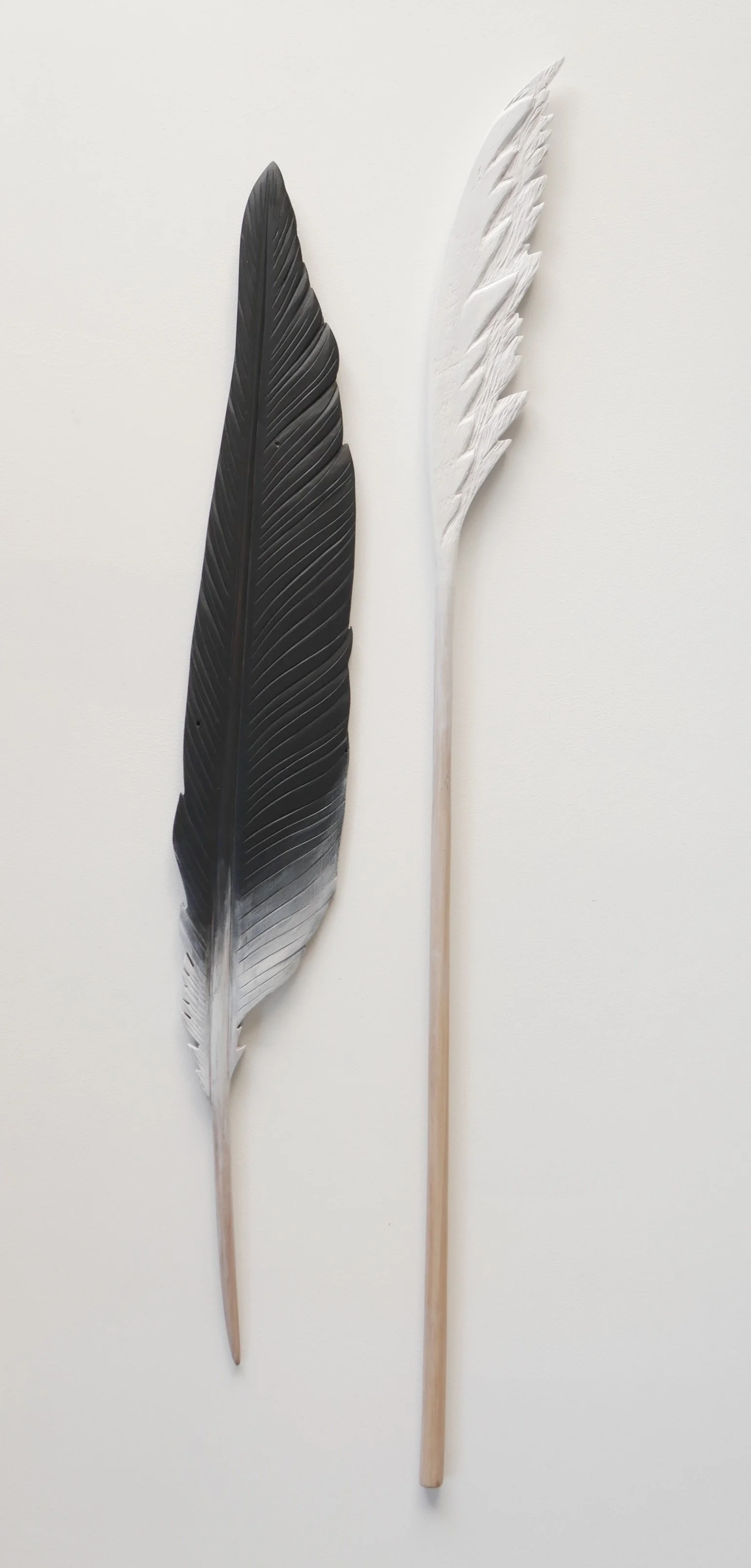 Kawau and Kakaho wall art made by Claire Jensen. 