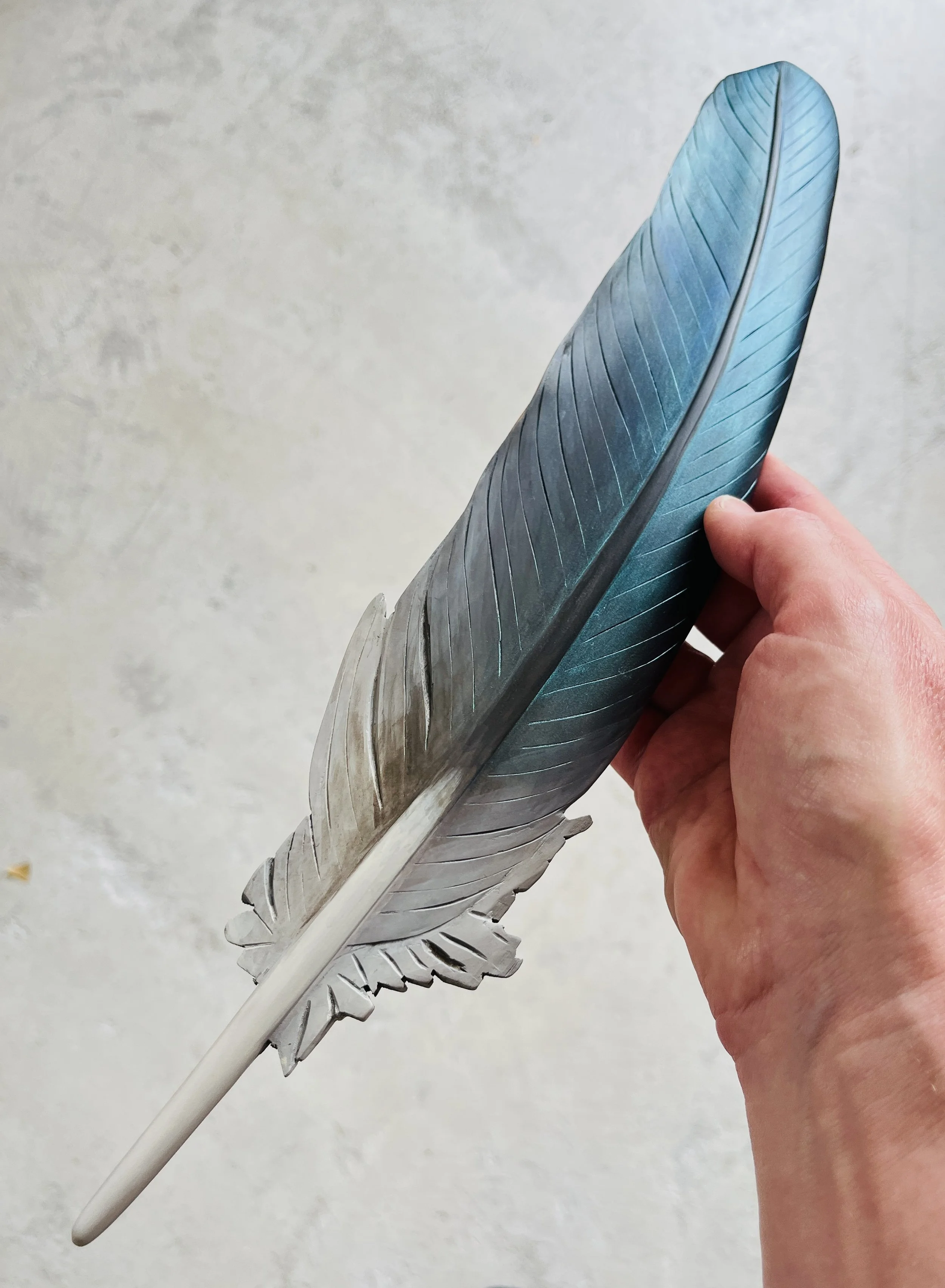 iridescent kereru feather art claire jensen.jpg