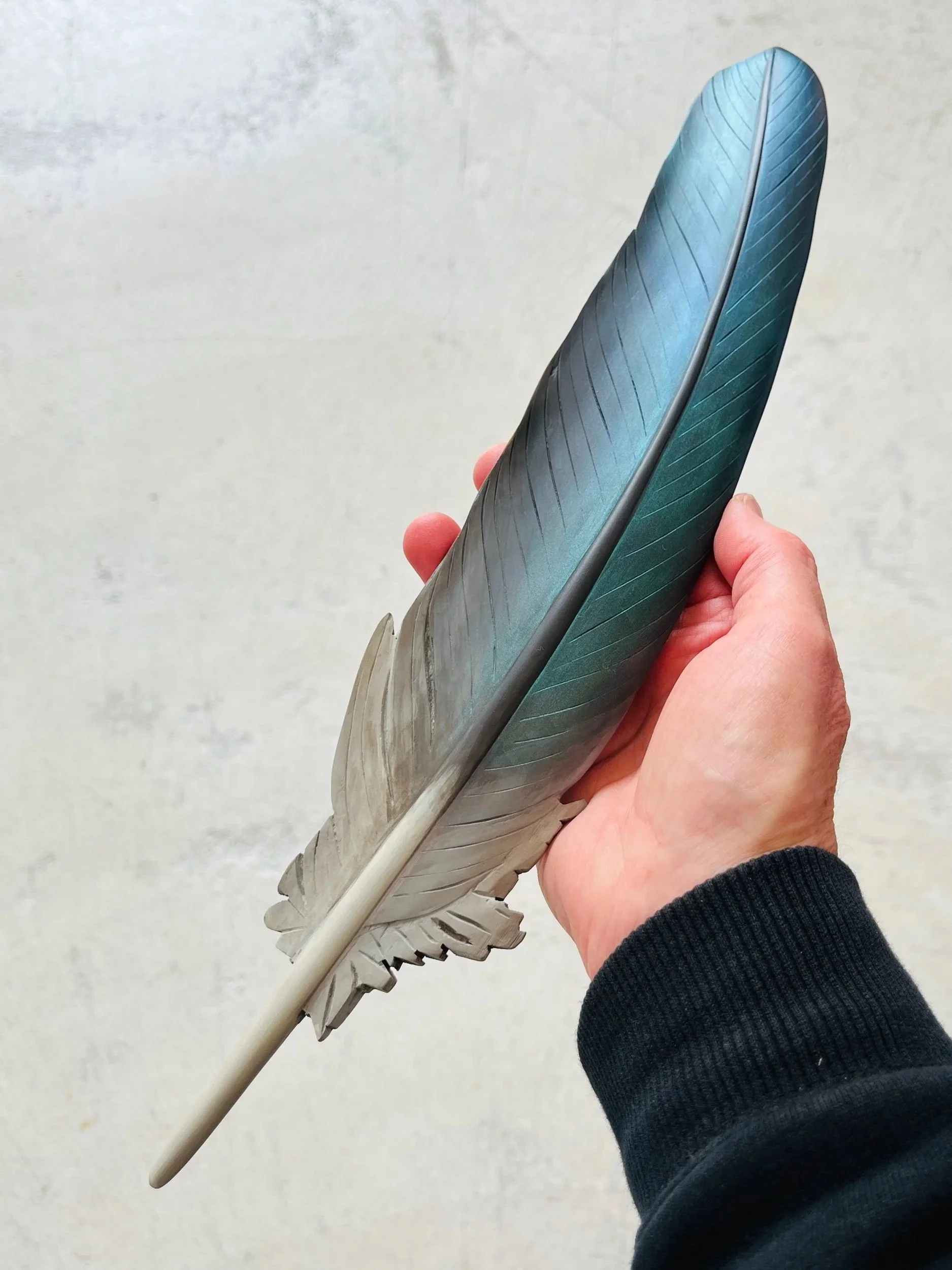 stunning kereru feather wall art by claire jensen opunake