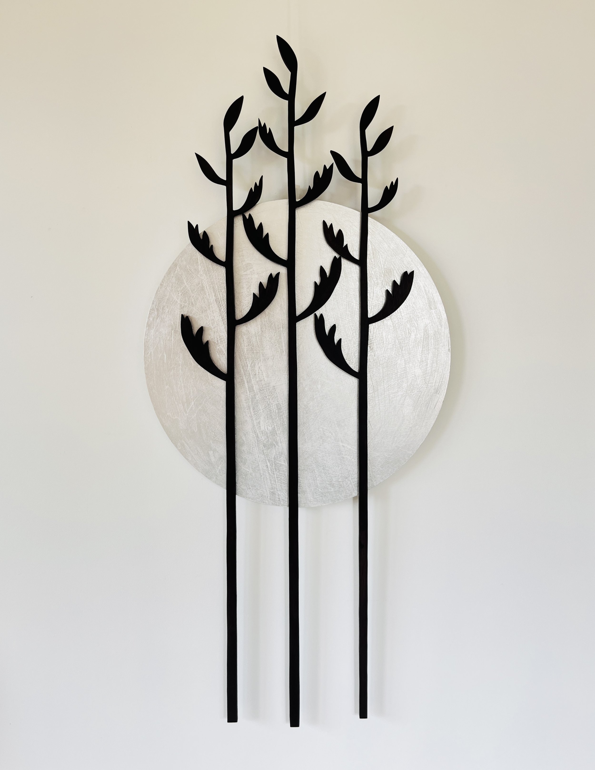 'Korari Moon', installation 2024, mixed media. Commission for Kurawaka Waipapa hospital in Christchurch. 