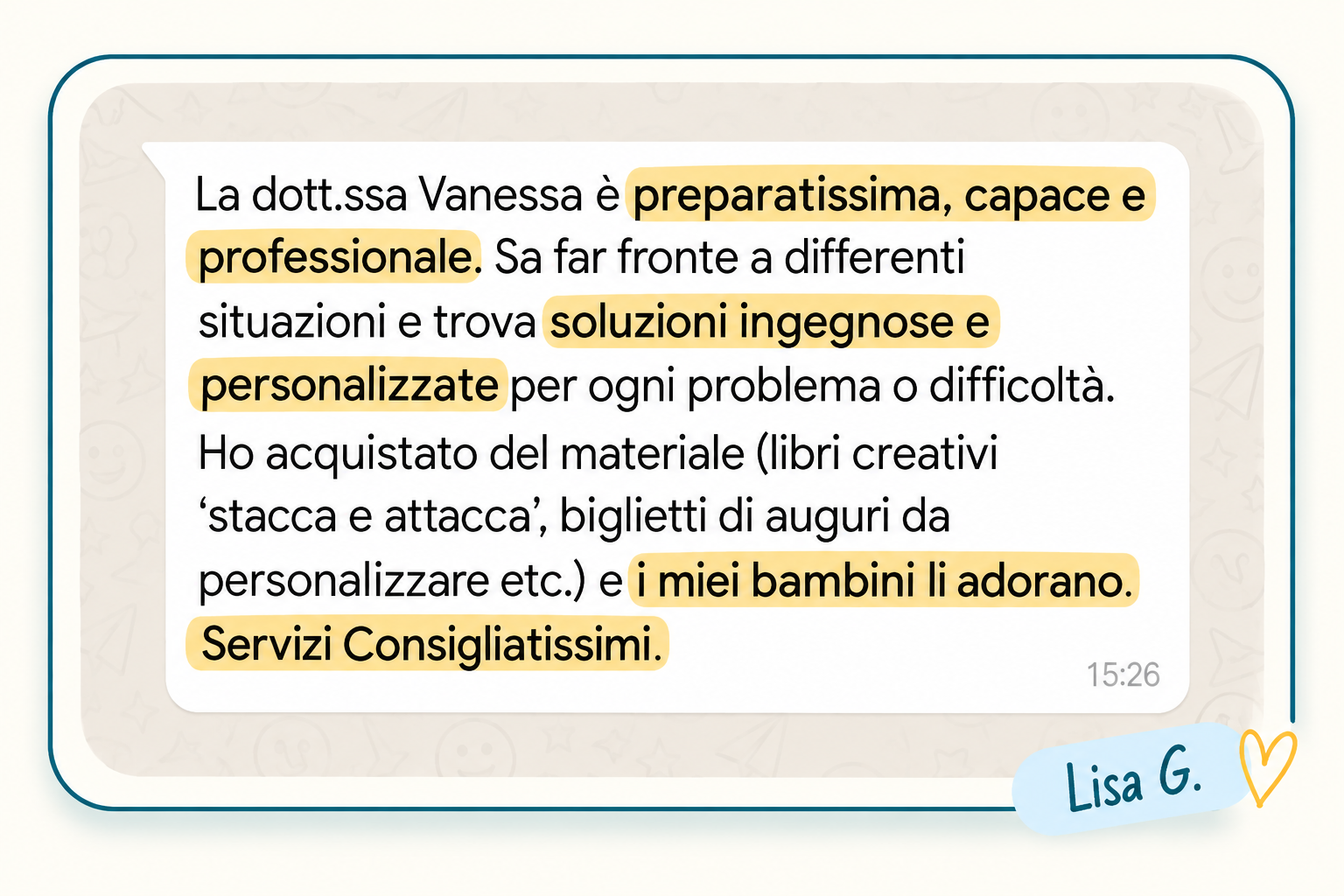 Testimonianza WhatsApp di Lisa G.png